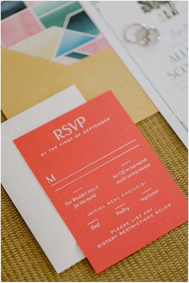 pink wedding rsvp card