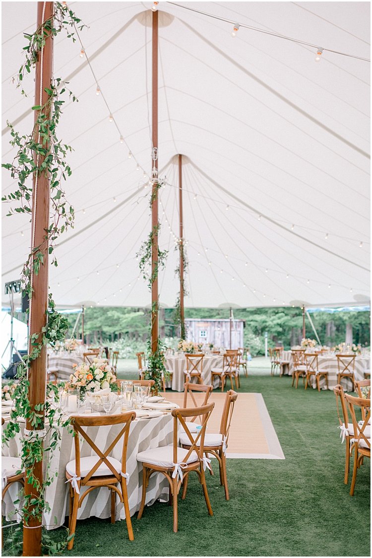 summer tented wedding greenery decor