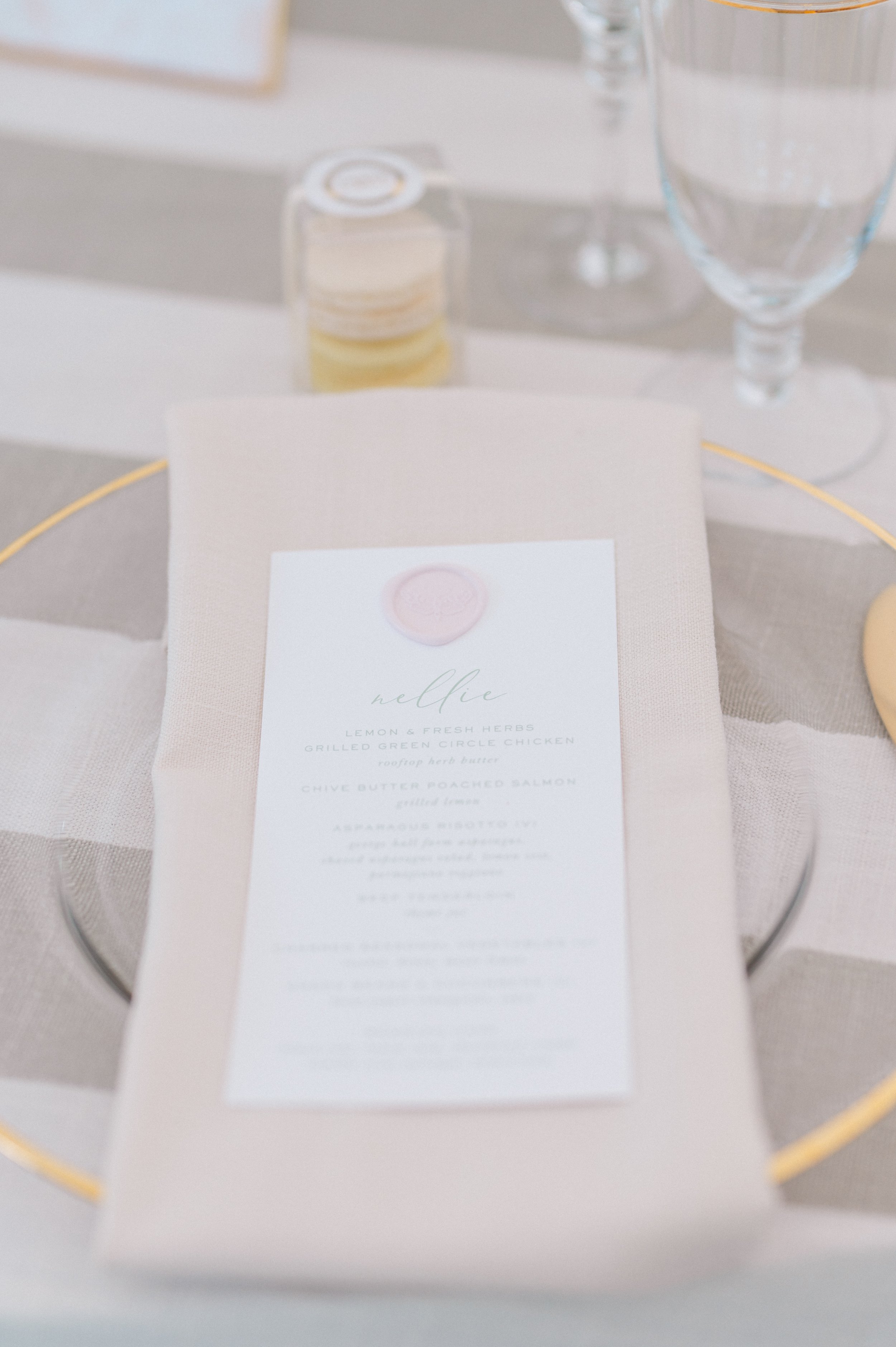 simple wax seal wedding menu
