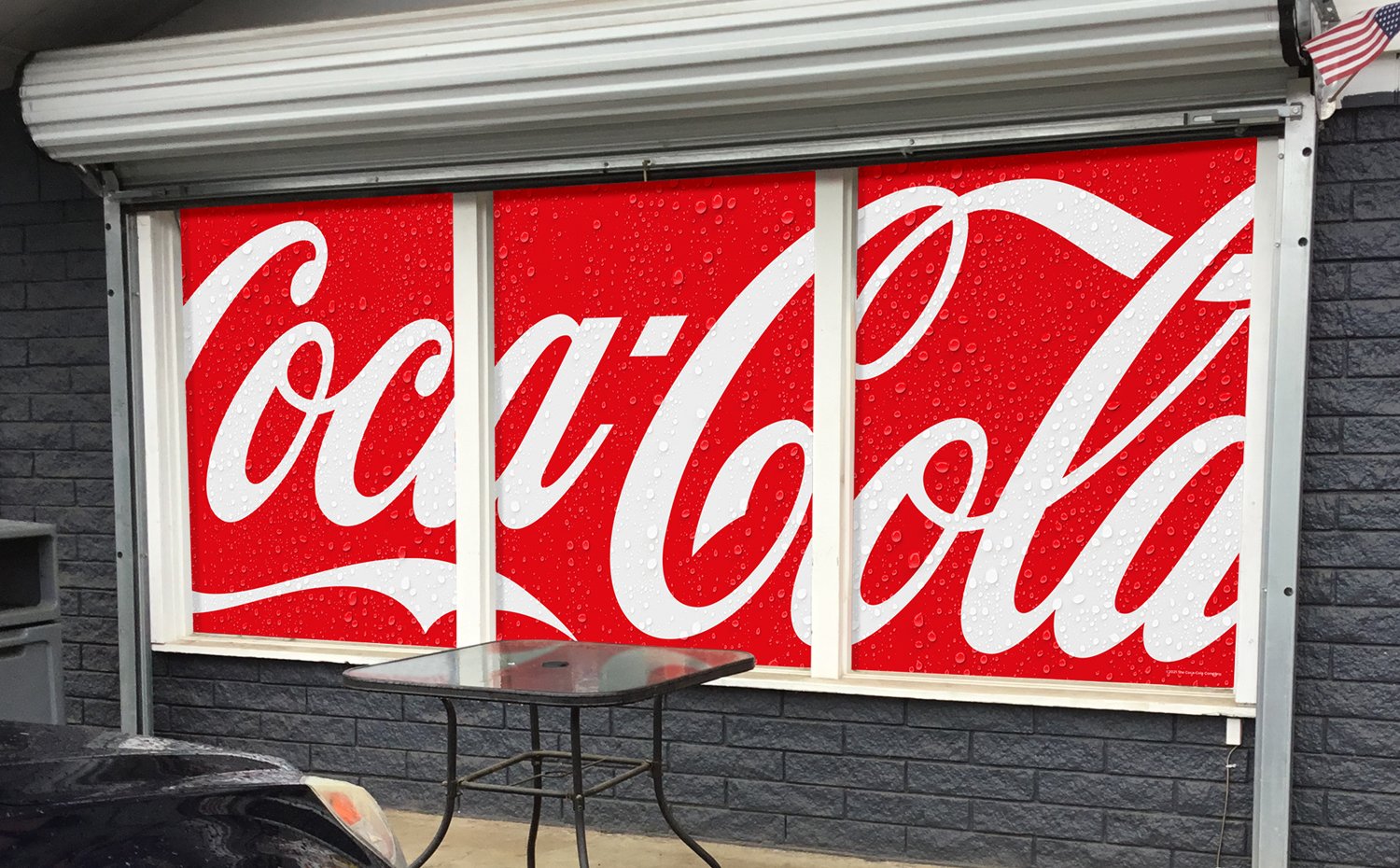     Coca-Cola  gas statio n  window graphics 