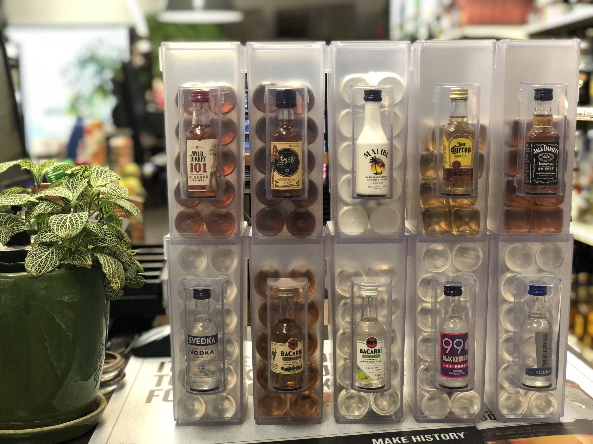 Commercial retail display for 50mL mini liquor bottle