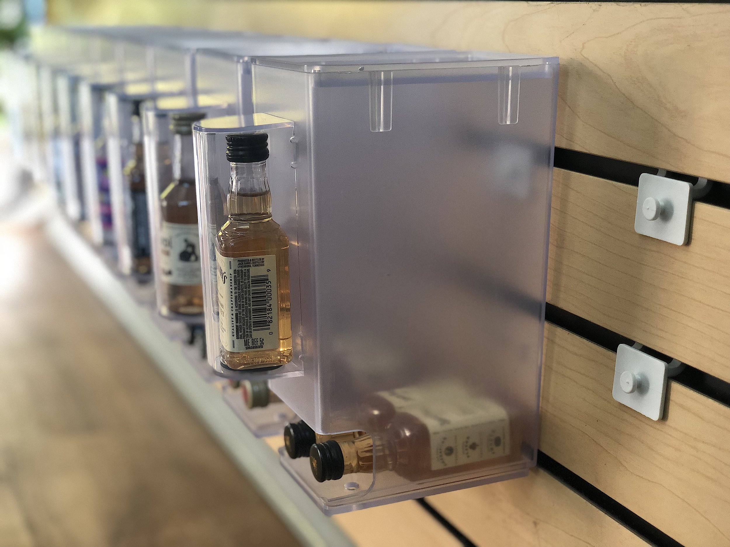 Commercial retail display for 50mL mini liquor bottle