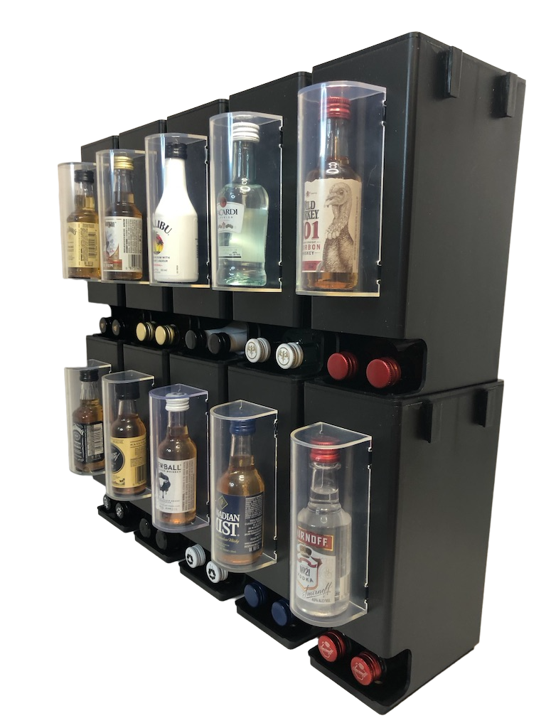 Commercial retail display for 50mL mini liquor bottle