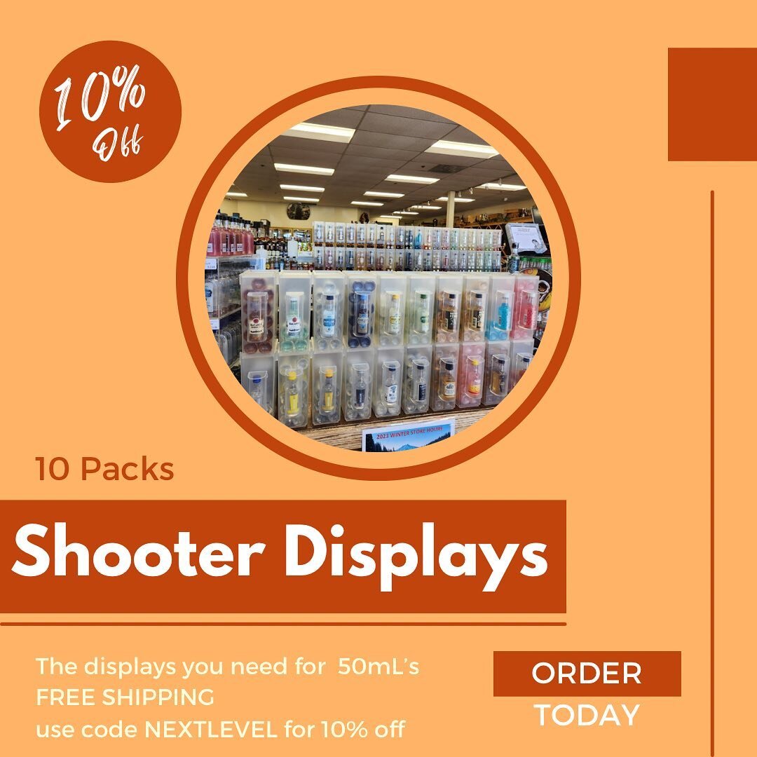 ATTENTION LIQUOR RETAILERS!!

Shooter Displays are on SALE! Deck your liquor store out in modern displays that will increase sales and prevent theft! 

Sold in 10-packs for maximum savings, get yours today at www.shooterdisplays.com 

#liquor #liquor