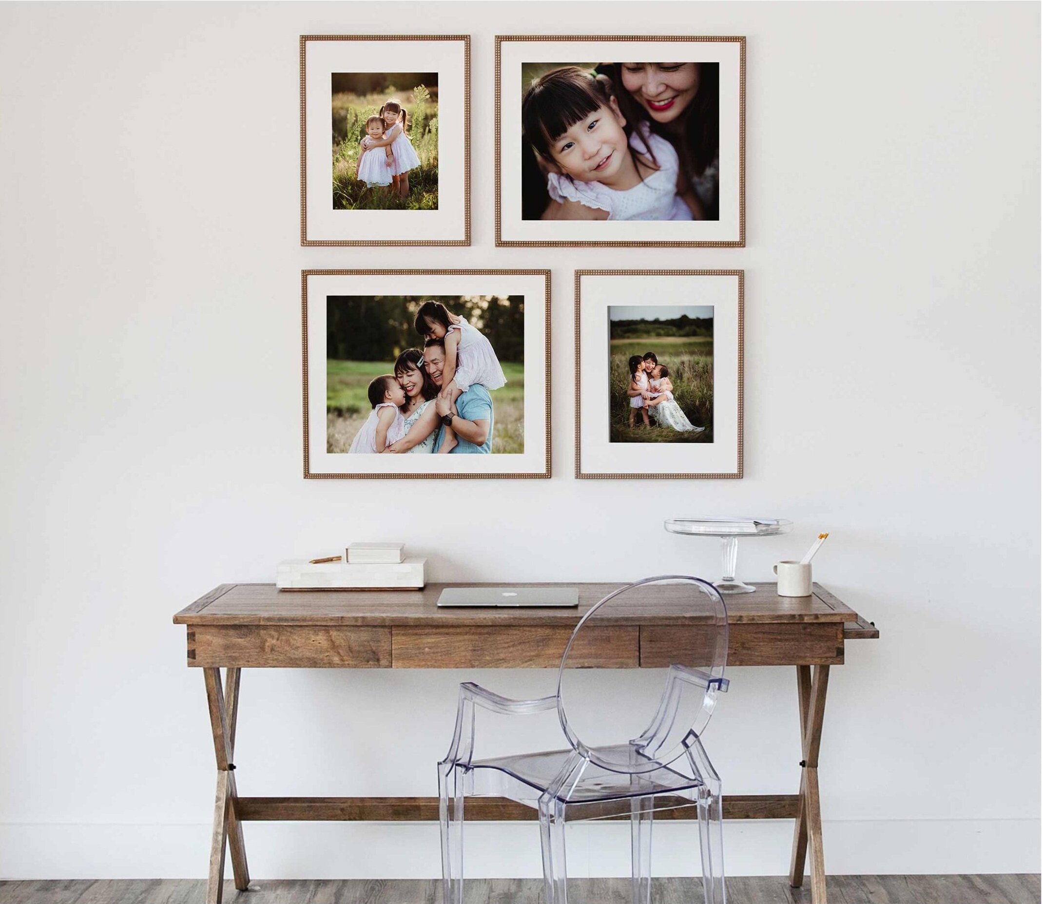 Another gorgeous family session in West Lafayette, Indiana displayed in large archival prints over a desk