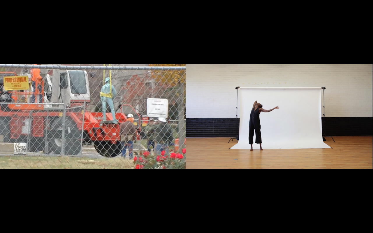 Demonstrative Score 2-Channel Video Still, 2018