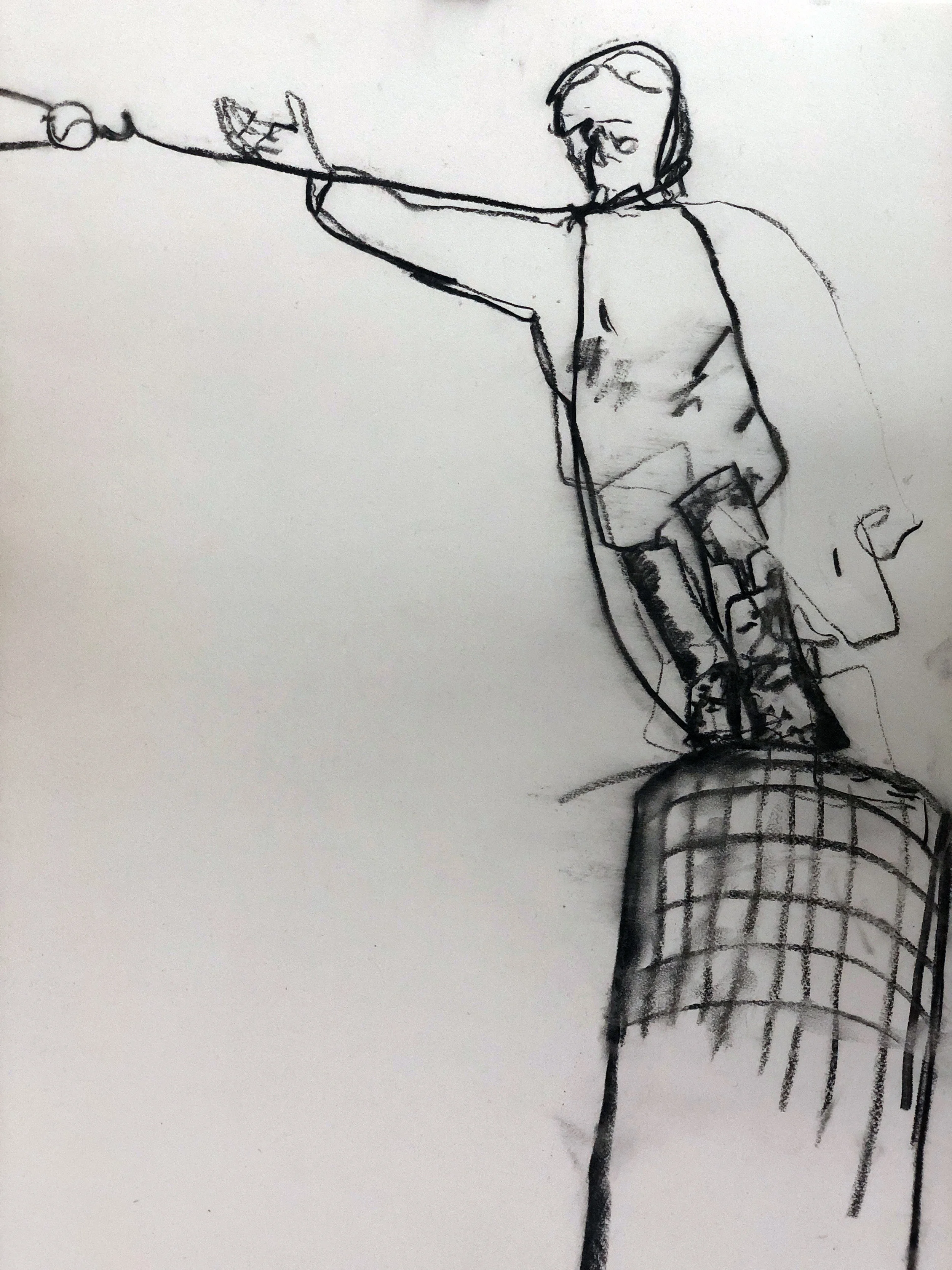 Sketch for Demonstrative Score 1 (Action Drawing Series), 2017. Charcoal on Paper. 24 x 18 in.
