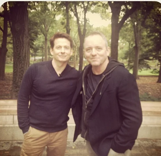 John Searles, author of “Help for the Haunted,” Strange But True" and “Boy Still Missing” interviewing author Dennis Lehane about his book “Live By Night” in Central Park on NBC’s Today Show.