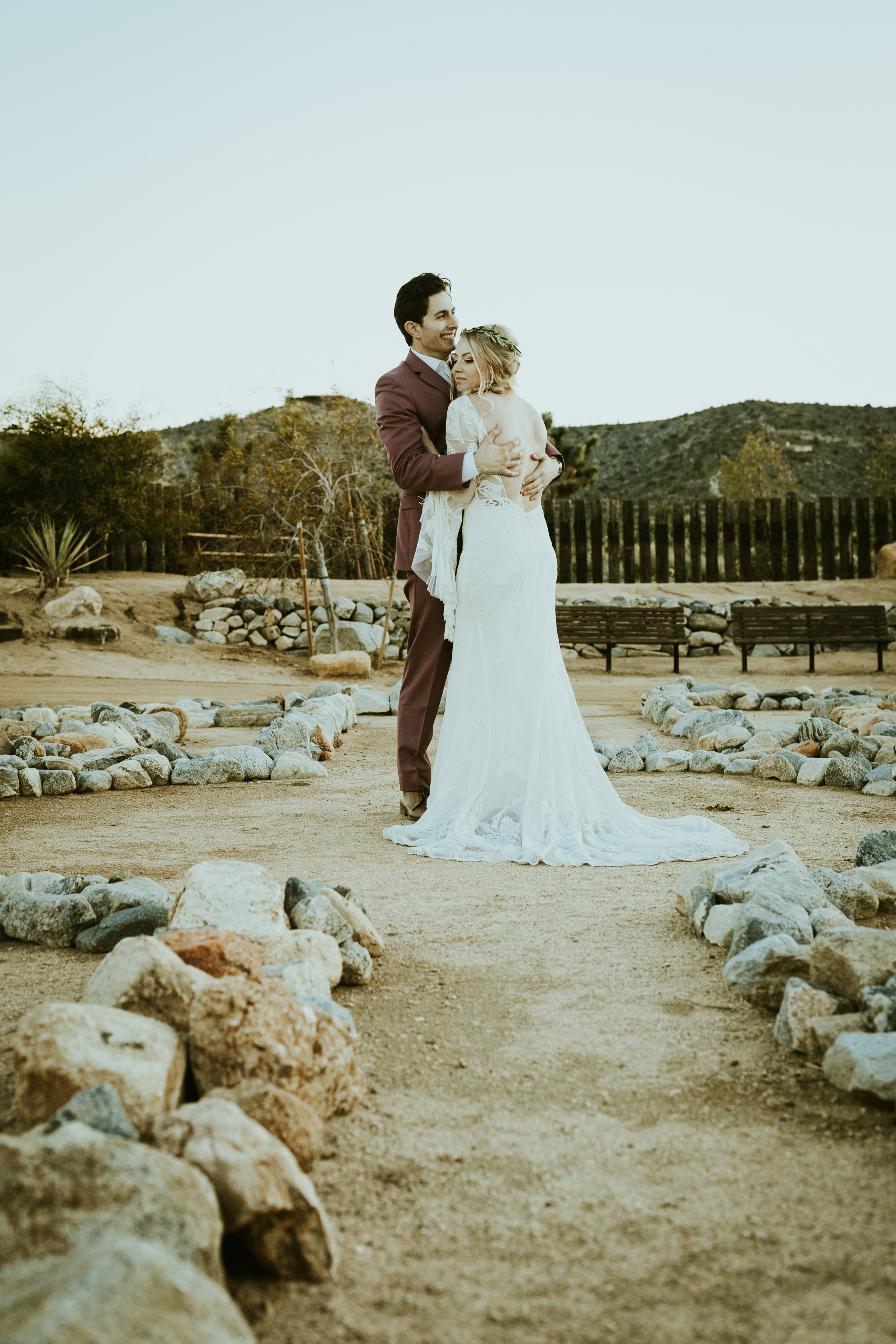 tumbleweed sanctuary twentynine palms california joshua tree wedding photos styled shoot boho elopement bohemian wedding insp elopement dress ideas bride and groom poses-18.jpg