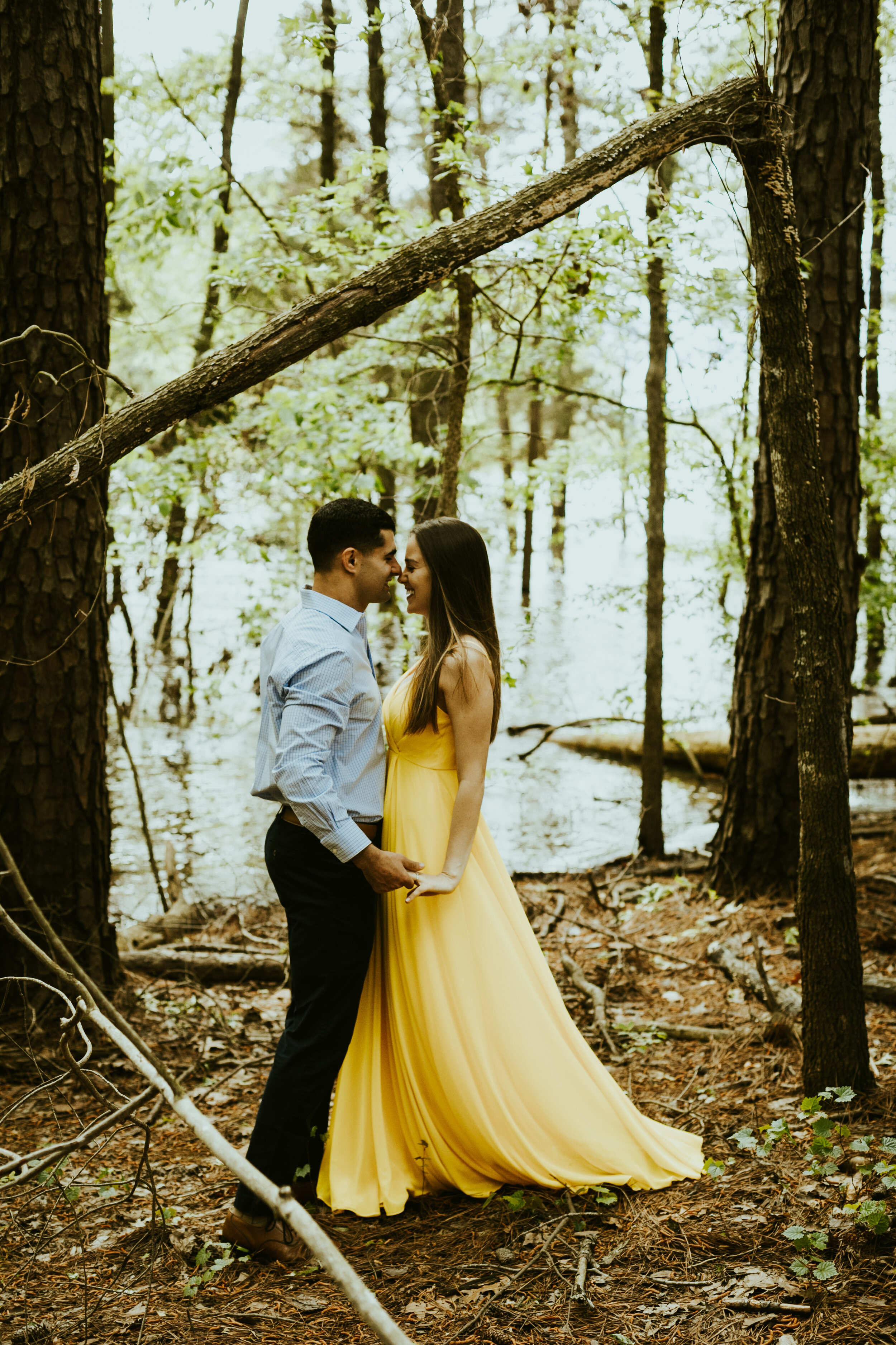 Chapel Hill North Carolina Engagement Photos Yellow formal dress couple outfit inspo spring couple photos posing inspiration-7.jpg