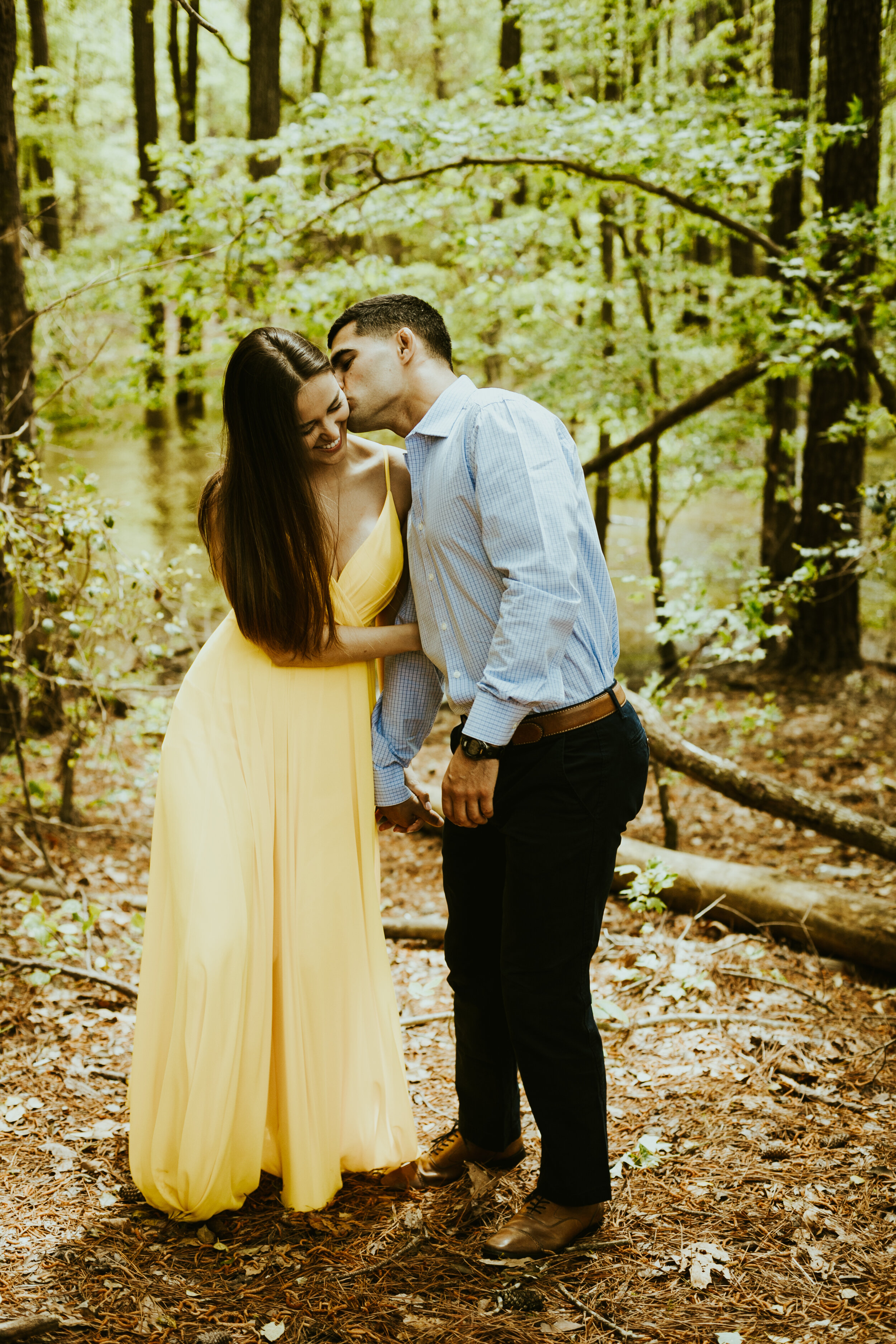 Chapel Hill North Carolina Engagement Photos Yellow formal dress couple outfit inspo spring couple photos posing inspiration-9.jpg