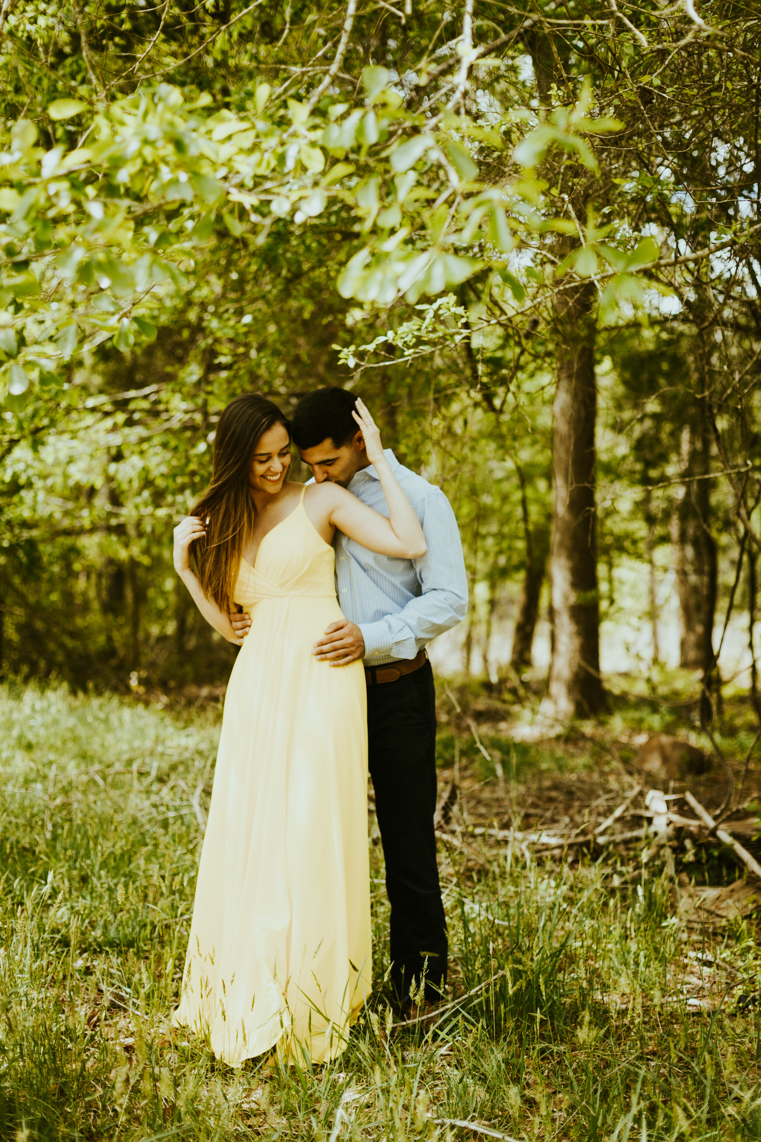 Chapel Hill North Carolina Engagement Photos Yellow formal dress couple outfit inspo spring couple photos posing inspiration-19.jpg