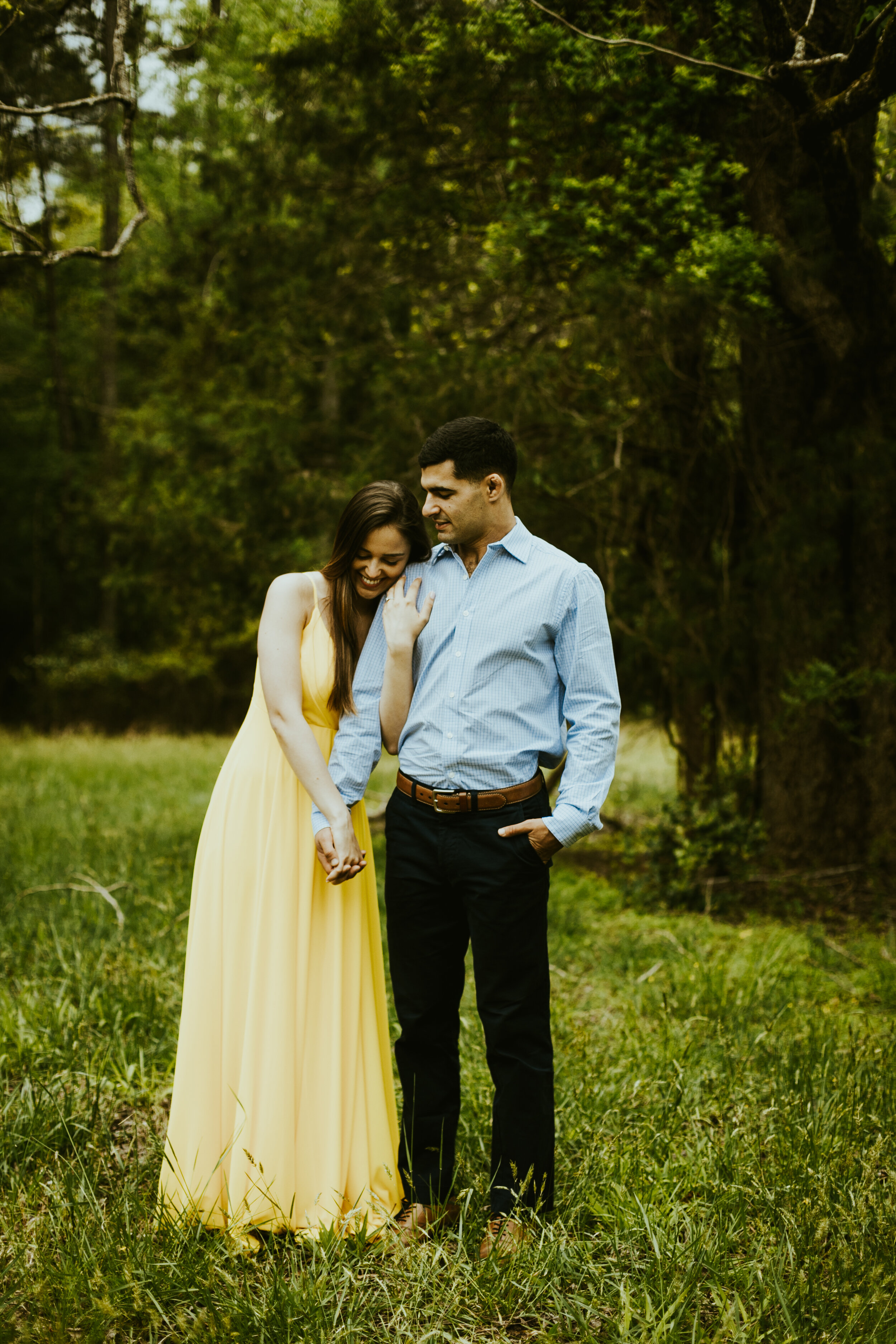 Chapel Hill North Carolina Engagement Photos Yellow formal dress couple outfit inspo spring couple photos posing inspiration-30.jpg