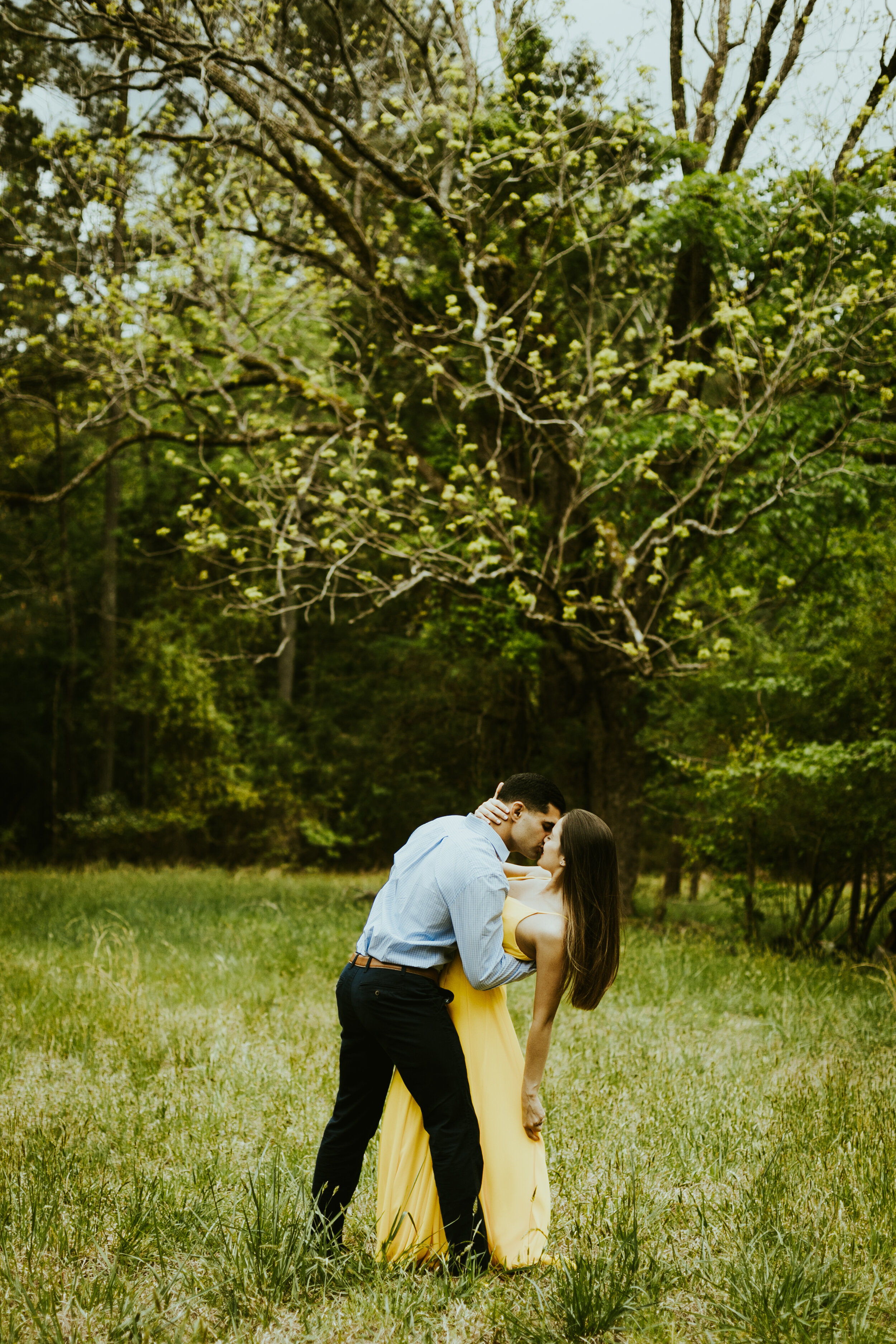 Chapel Hill North Carolina Engagement Photos Yellow formal dress couple outfit inspo spring couple photos posing inspiration-32.jpg