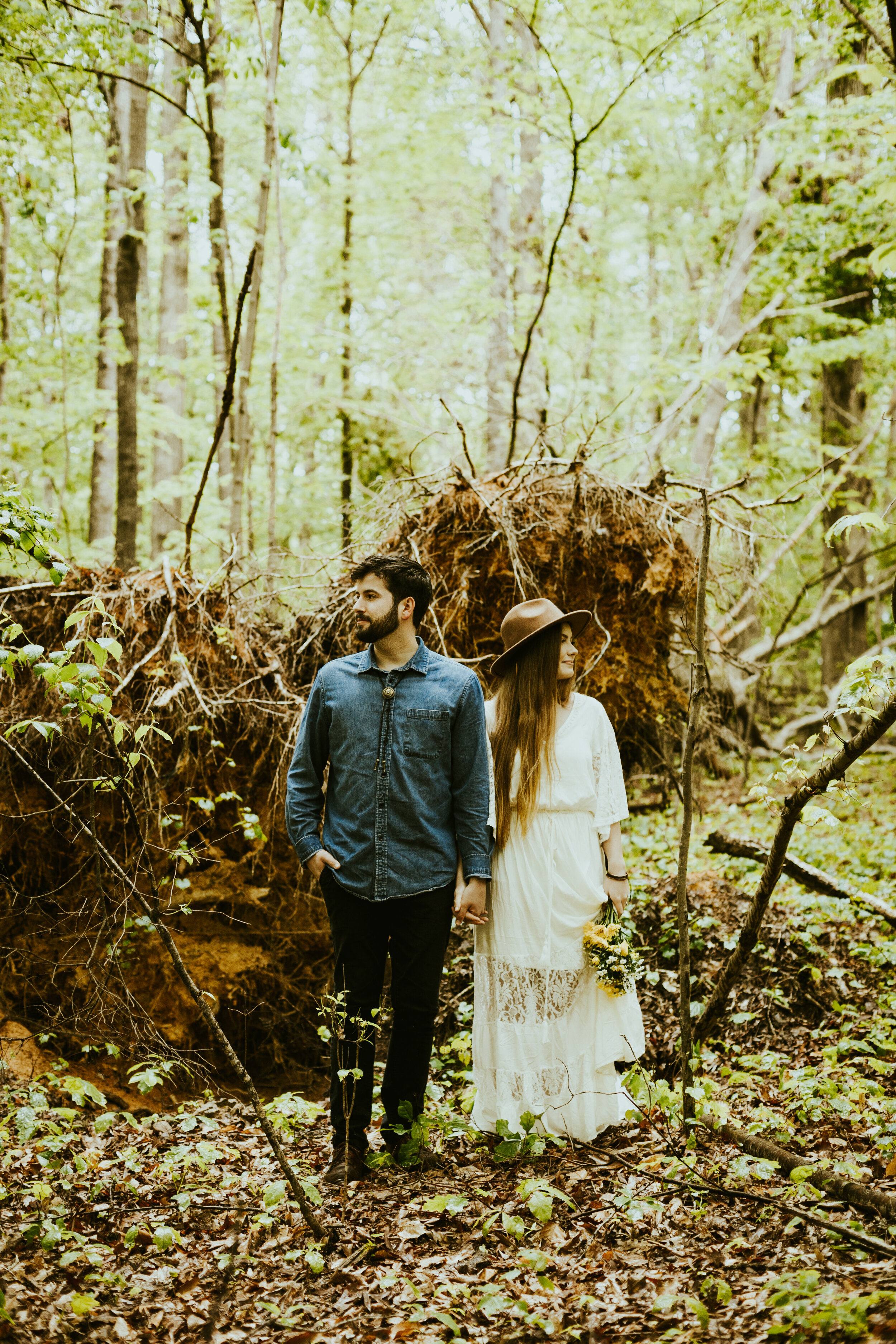 Ghimgoul castle chapel hill north carolina engagement photos couple posing inspo engagement outfit inspiration lush forest fairytale-26.jpg