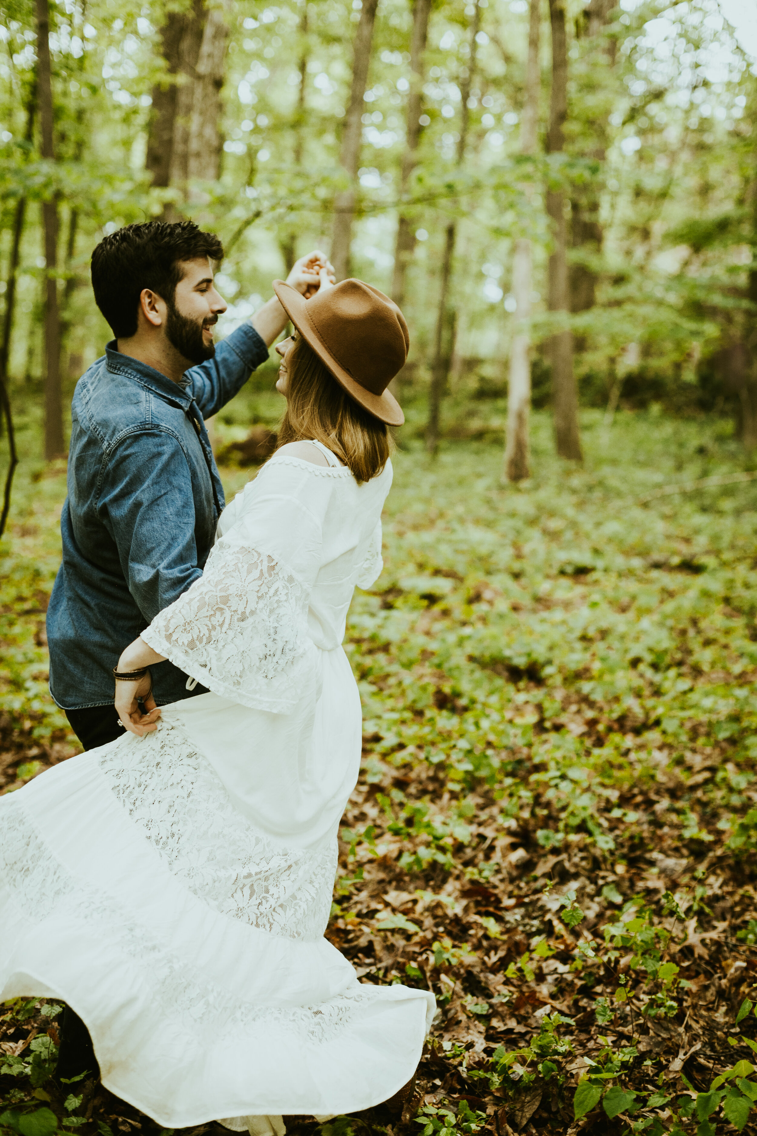 Ghimgoul castle chapel hill north carolina engagement photos couple posing inspo engagement outfit inspiration lush forest fairytale-32.jpg