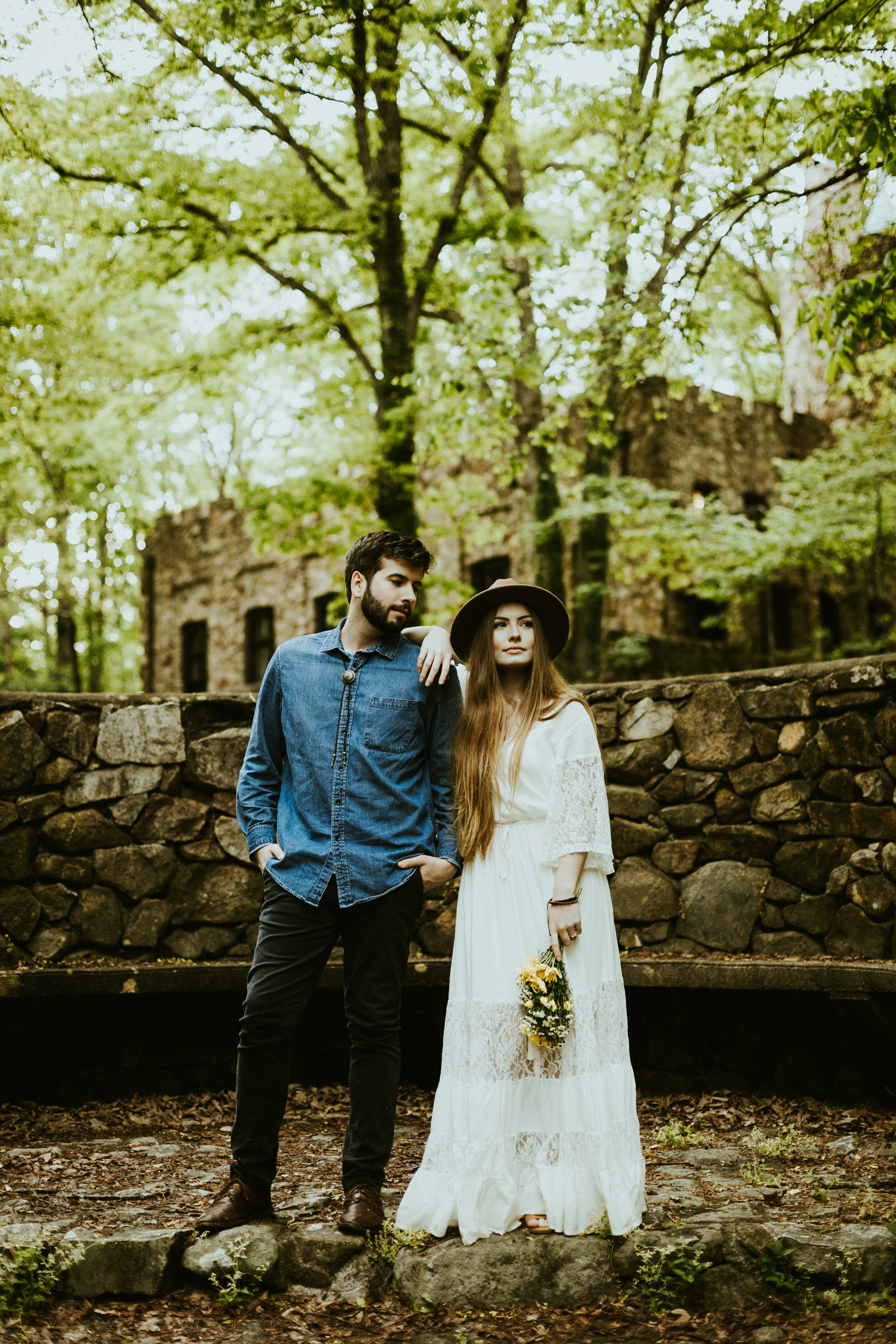 Ghimgoul castle chapel hill north carolina engagement photos couple posing inspo engagement outfit inspiration lush forest fairytale-40.jpg