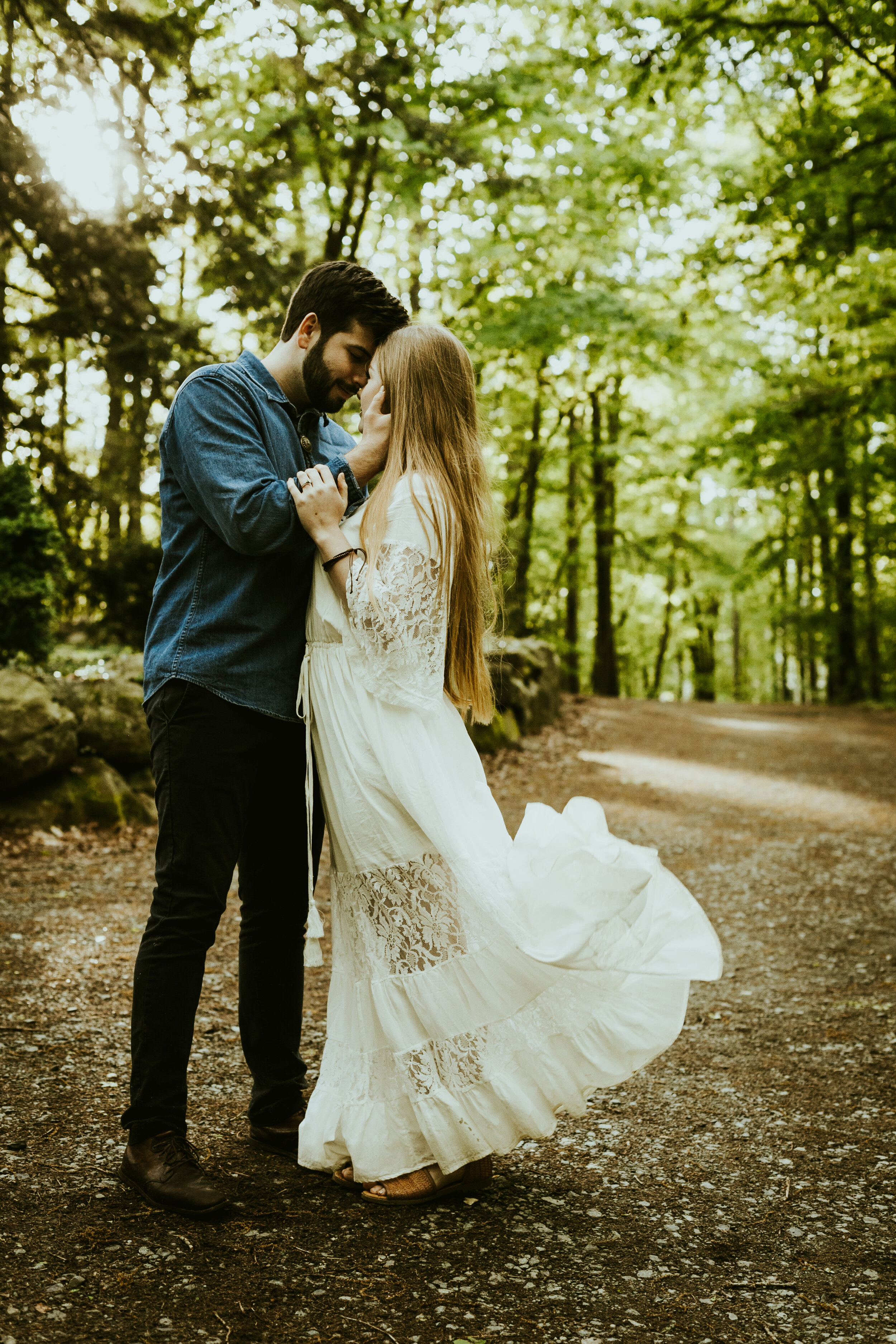 Ghimgoul castle chapel hill north carolina engagement photos couple posing inspo engagement outfit inspiration lush forest fairytale-48.jpg