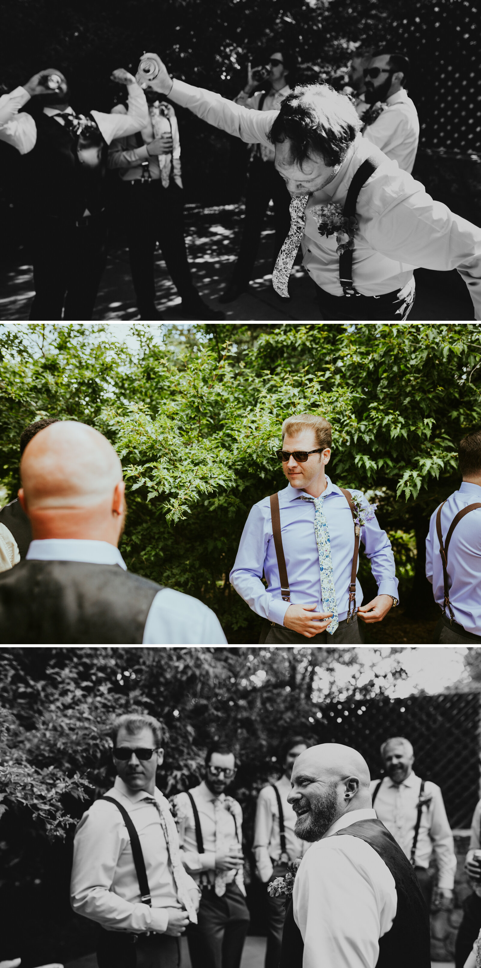 groomsmen hanging out before the wedding drinking beers and laughing.jpg