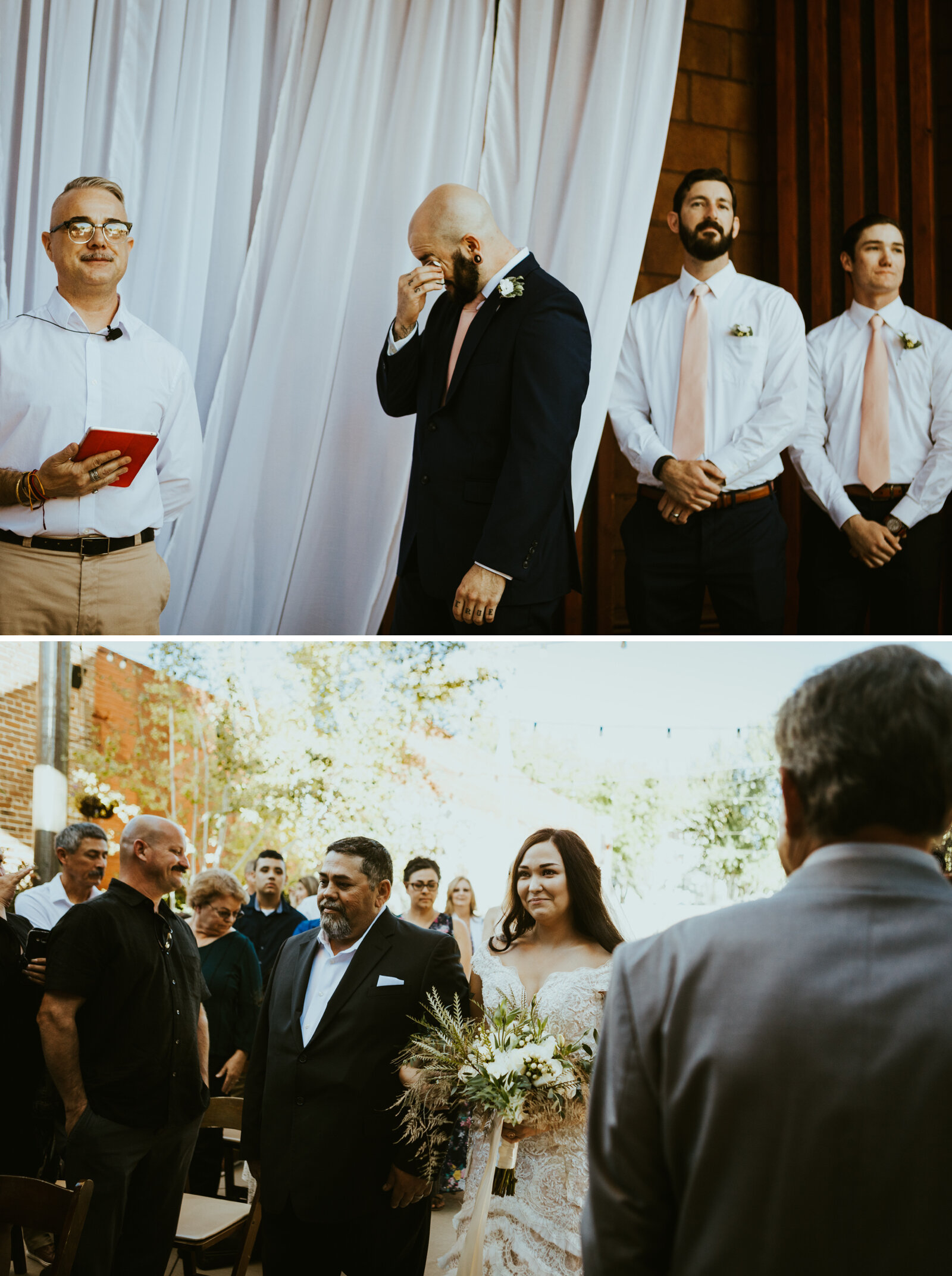 grand highland hotel wedding prescott arizona frankely photography wedding photography wedding ceremony walking down the aisle groom's reaction bride walking down the aisle.jpg