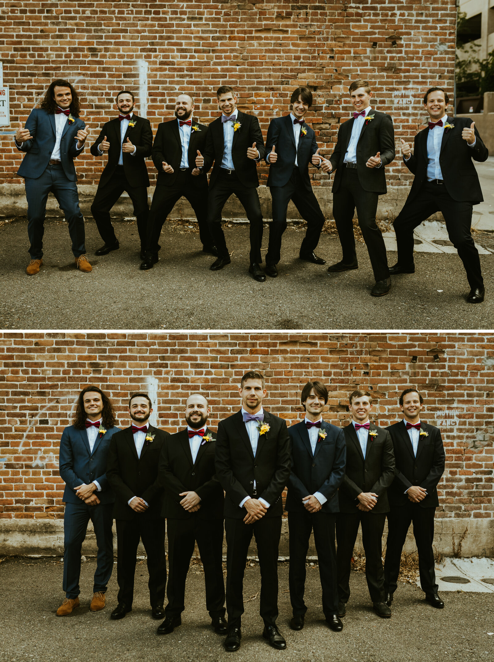 grand highland hotel prescott arizona wedding photography arizona wedding venue holiday courtyard downtown Prescott wedding groomsmen formal photos black suit wedding attire ideas posing inspiration for groomsmen.jpg