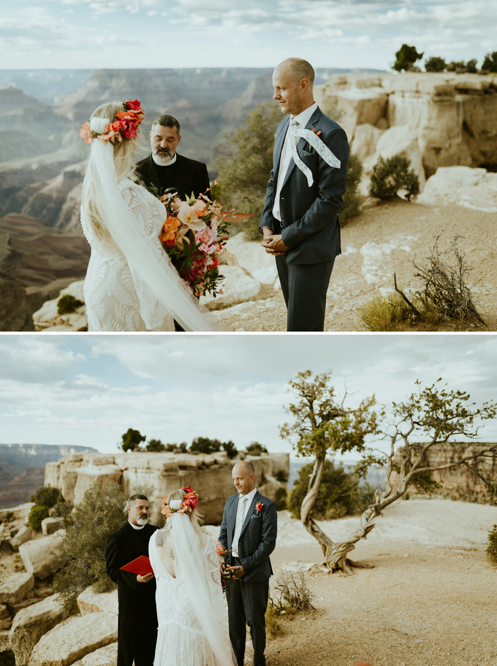 Grand Canyon National Park Elopement Moran Point Arizona boho wedding Photography wedding ceremony scenic view flower crown boho style inspo.jpg