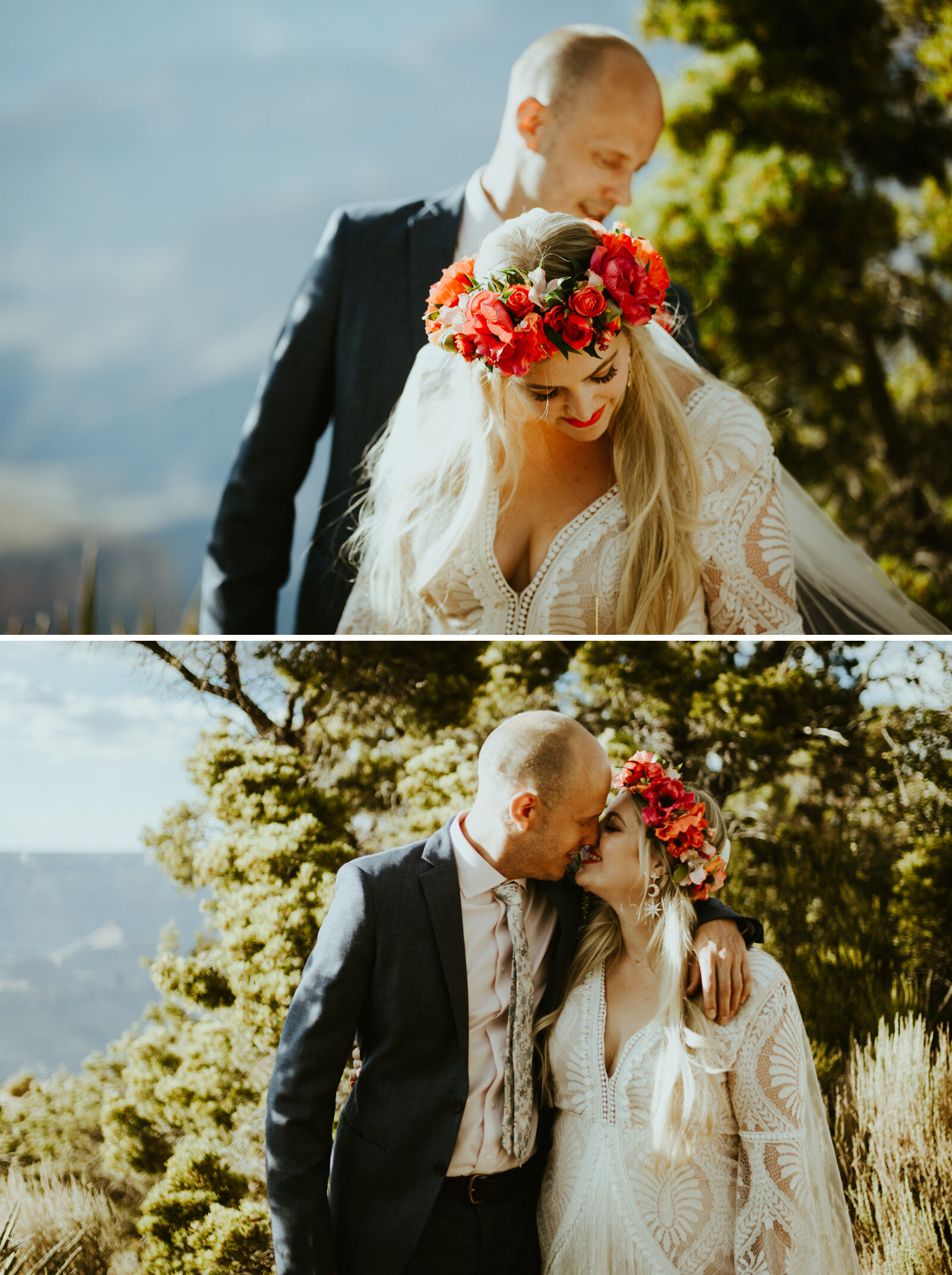 Grand Canyon National Park Elopement Moran Point Arizona Photography bride and groom first look reaction.jpg