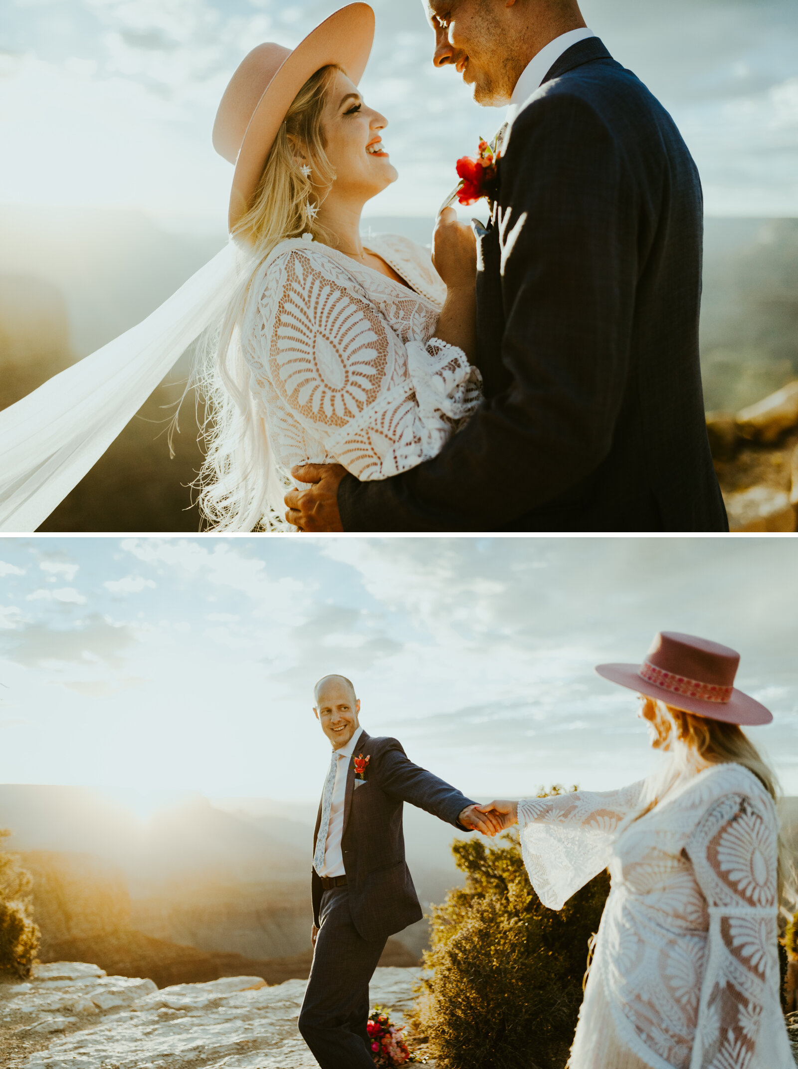 moran point grand canyon national park arizona elopement photography bibiluxe dress with fringe tassels boho bride inspiration boho wedding style inspo lack of color hat bridal hat bride and groom posing ideas romantic bride and groom photo inspo .jpg