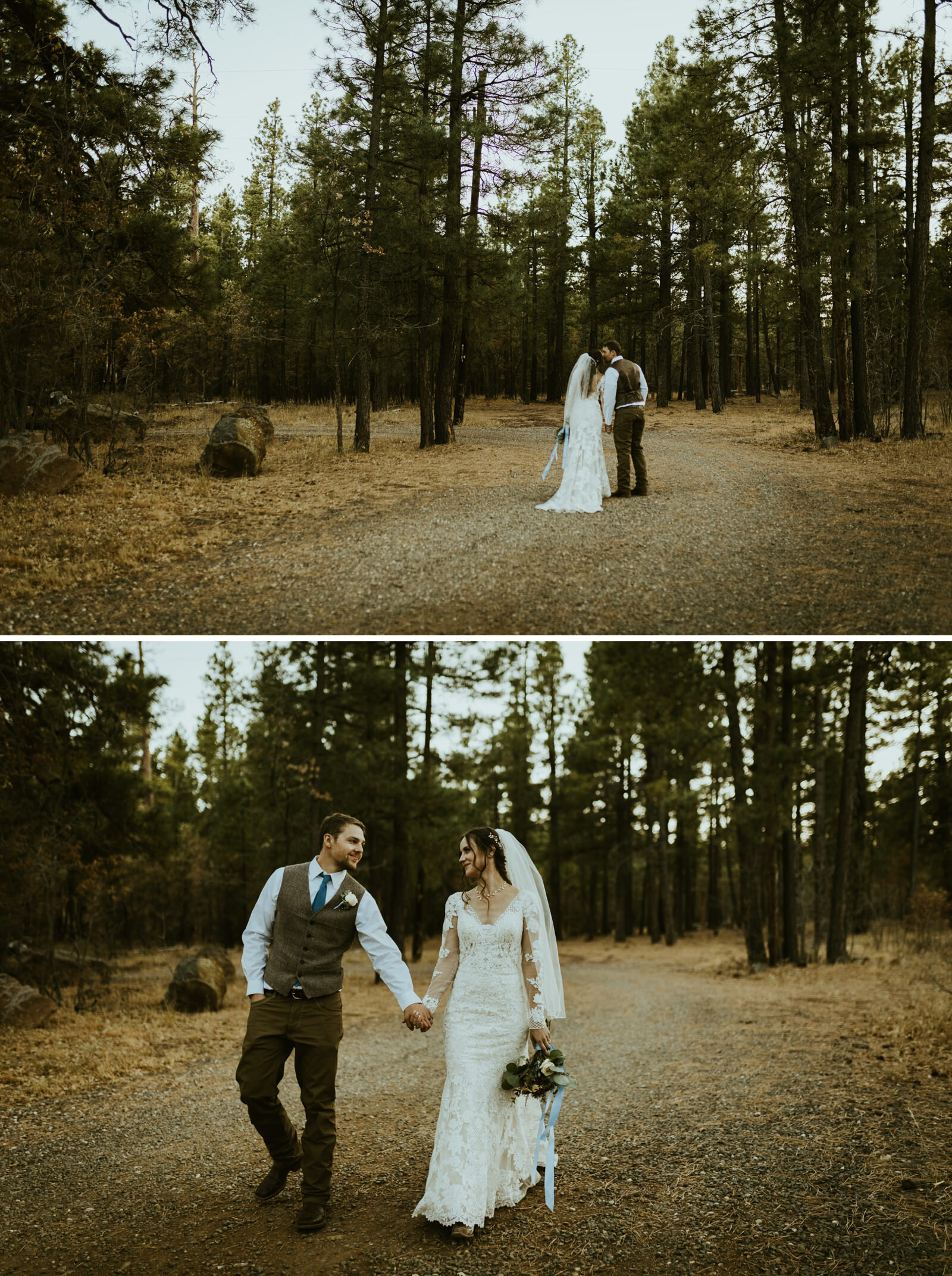 mormon lake lodge arizona wedding fall bride and groom.jpg
