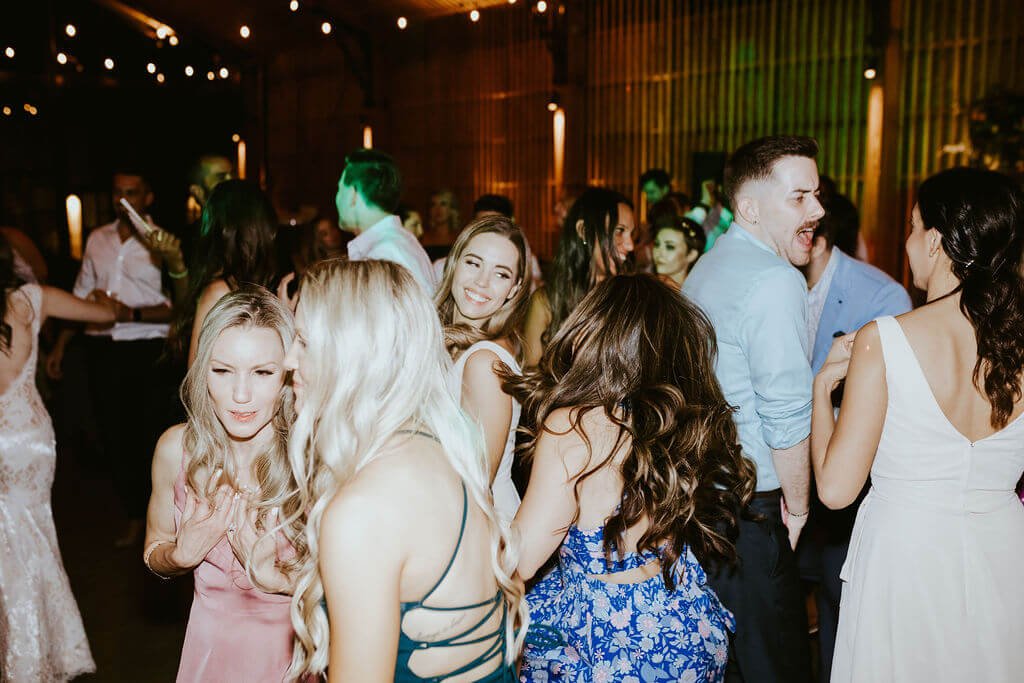 Guests dance at Arizona desert wedding reception