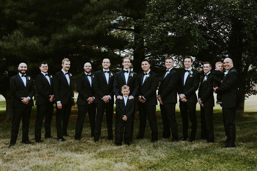 Groomsman photos at classic wedding in Illinois