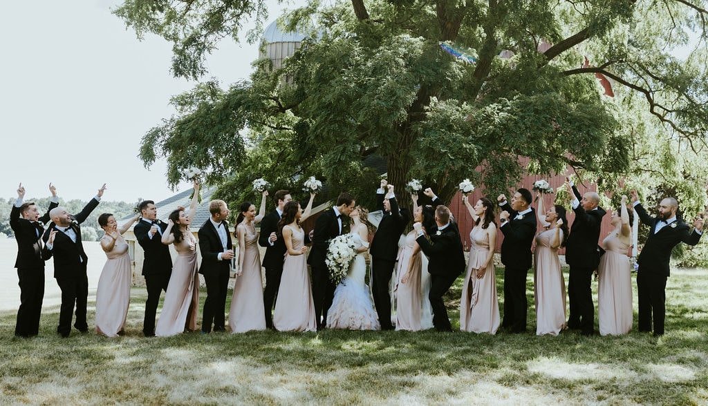 Wedding party photos at Orchard Ridge Farms 