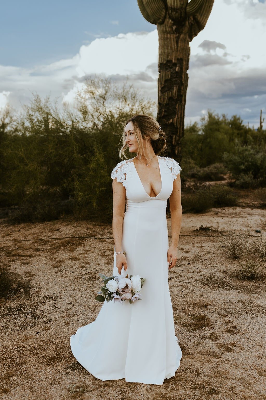 Bridal portrait at fall desert foothills wedding in Arizona