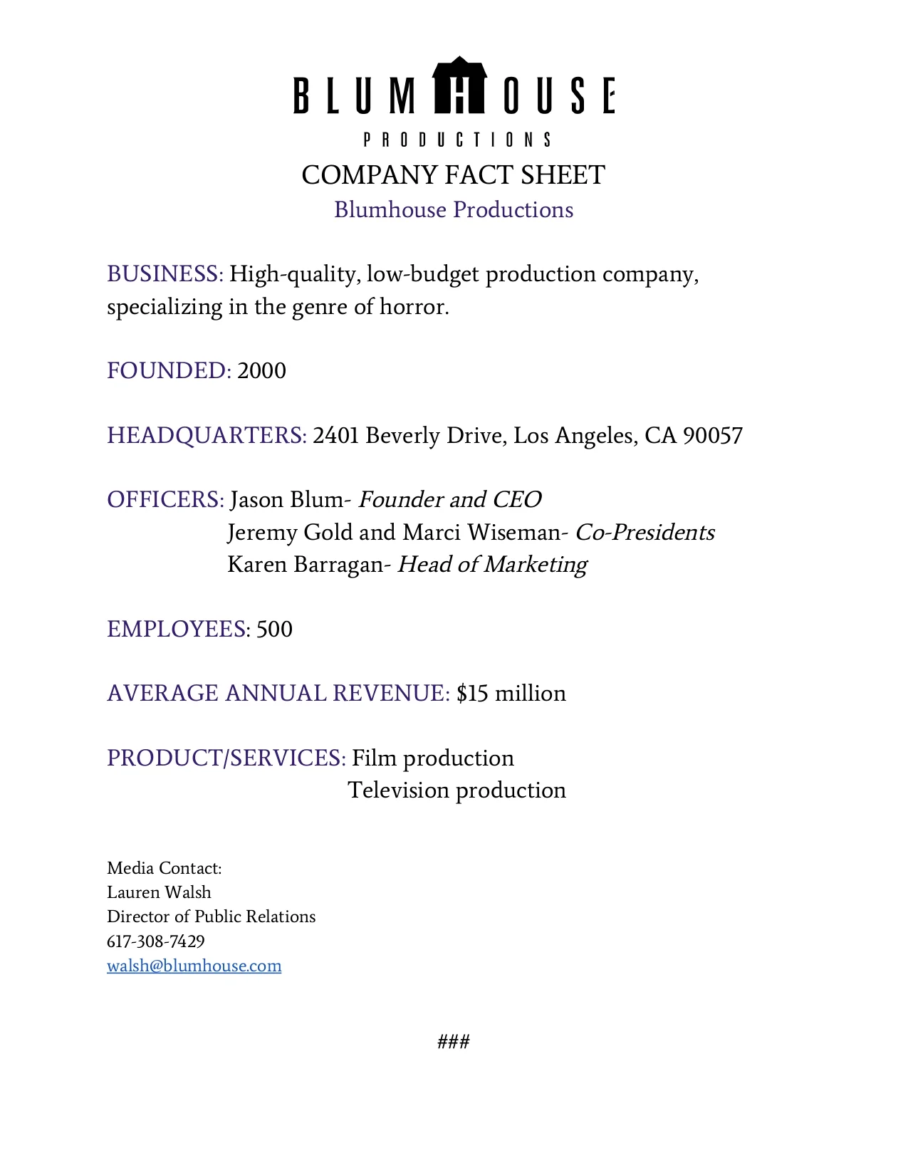 Company Fact Sheet