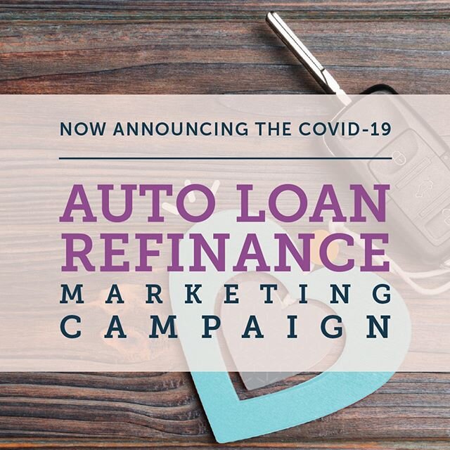 ✨✨NEW PRODUCT FOR YOUR CREDIT UNION! ✨✨⠀⠀⠀⠀⠀⠀⠀⠀⠀
⠀⠀⠀⠀⠀⠀⠀⠀⠀
Our team of strategists has created a start-to-finish, done-for-you auto loan refinance campaign you can implement ASAP. And due to the circumstances, we've discounted our standard campaign p