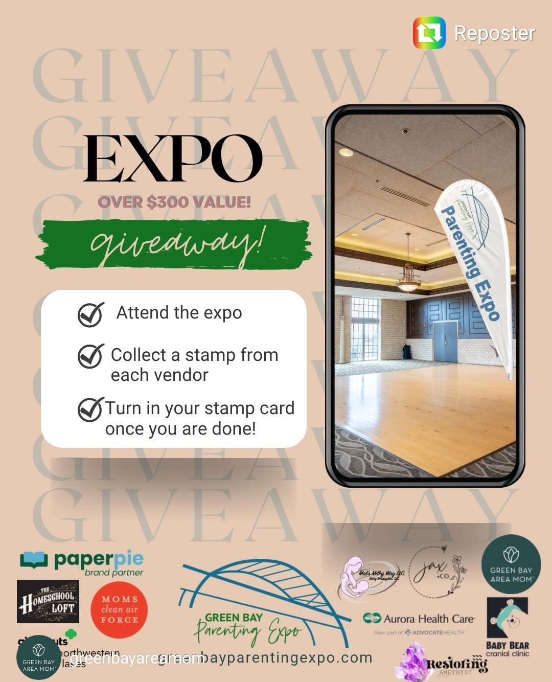 We are soooo excited!!! 
Come join us at the Green Bay Parenting Expo!!! Don't forget to sign-up for our giveaway.