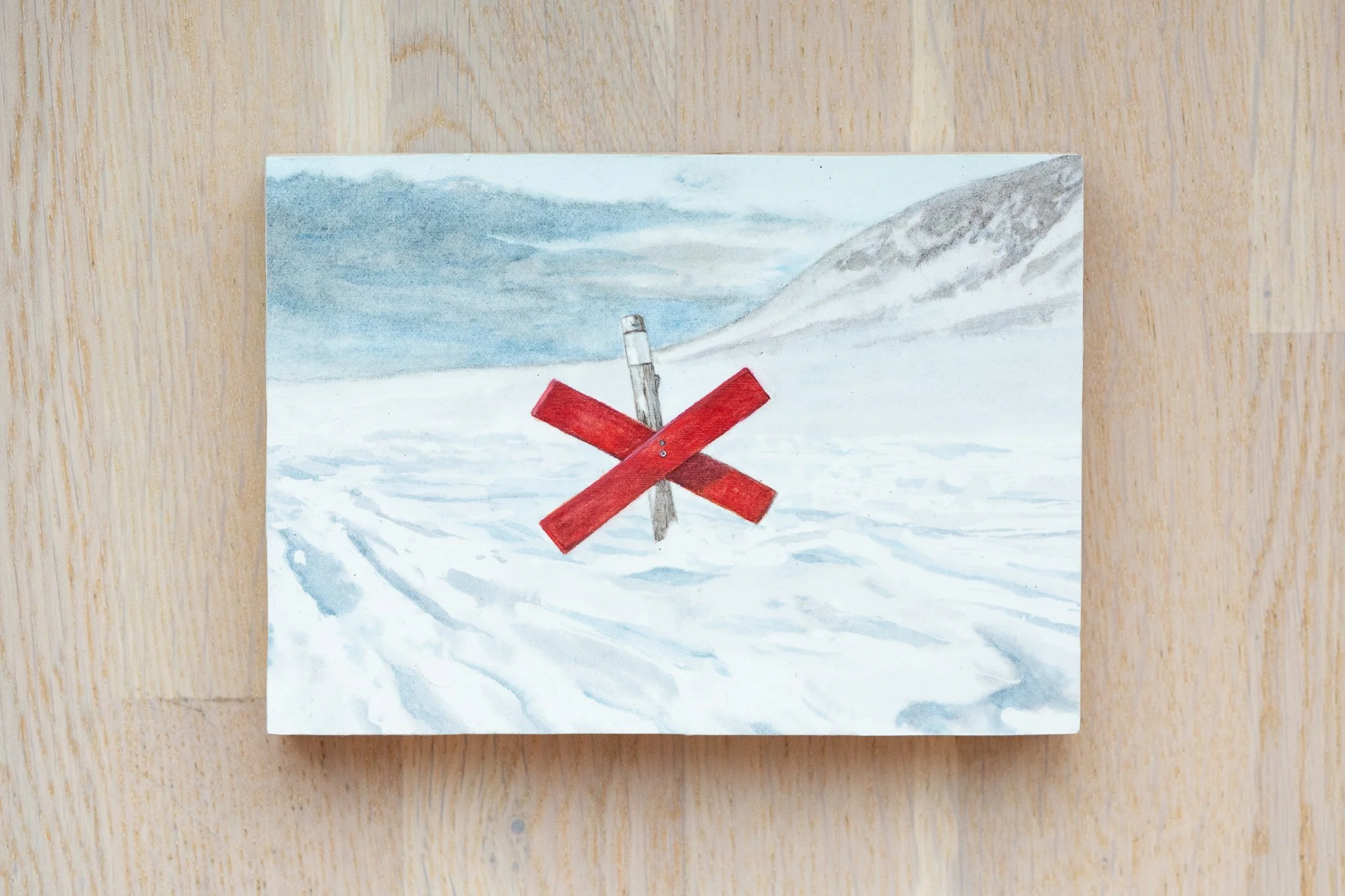 Swedish Ledkryss Buried in Snow Original Watercolor Painting, 2025