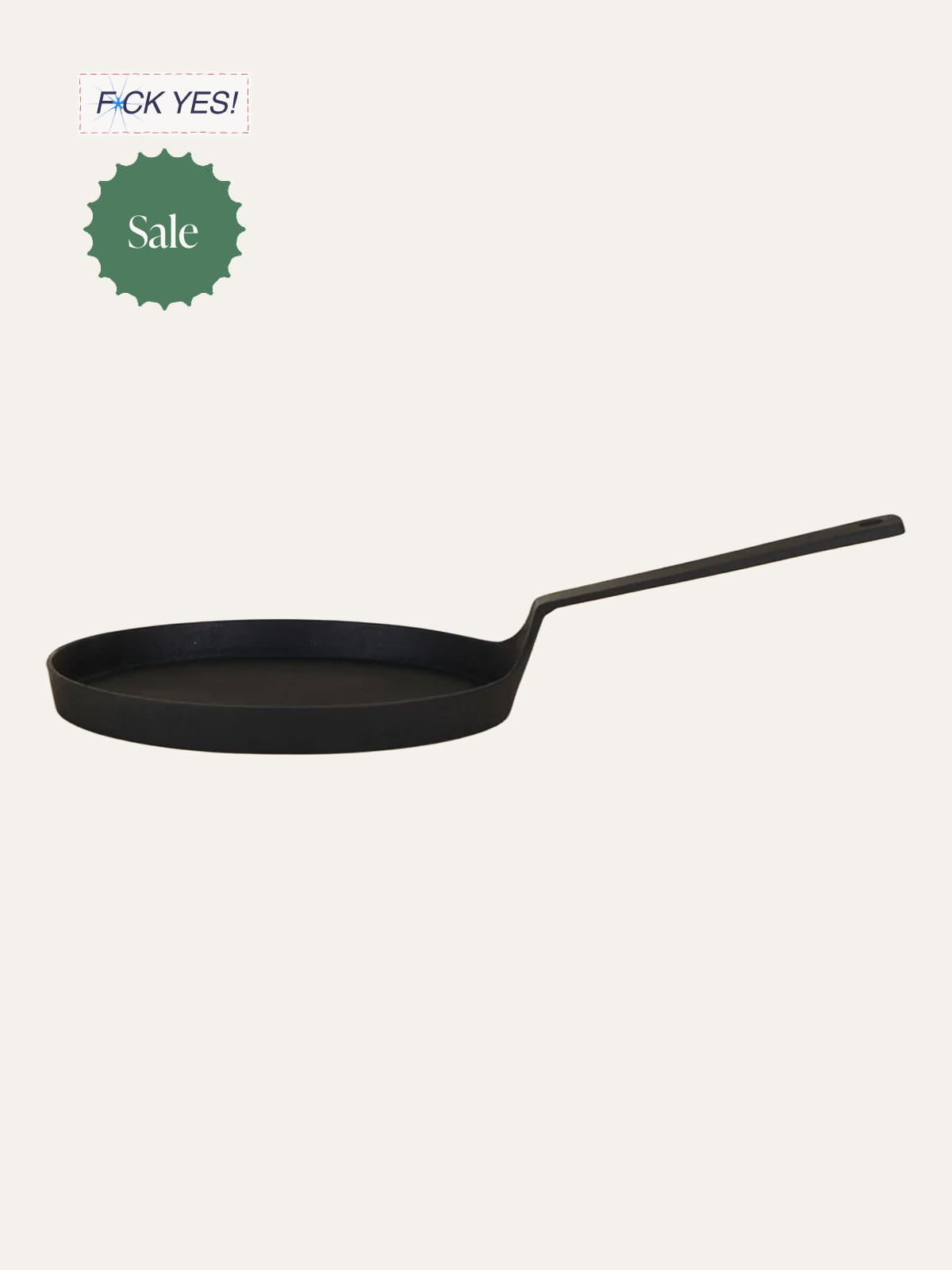 Black frying pan with a long handle