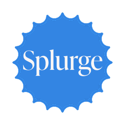 Logo with the word 'Splurge' inside a blue circular badge