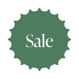 Green sale badge with scalloped edges and white text