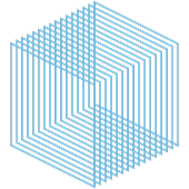 Optical illusion of a three-dimensional cube with nested lines creating a maze-like pattern on a dark background.