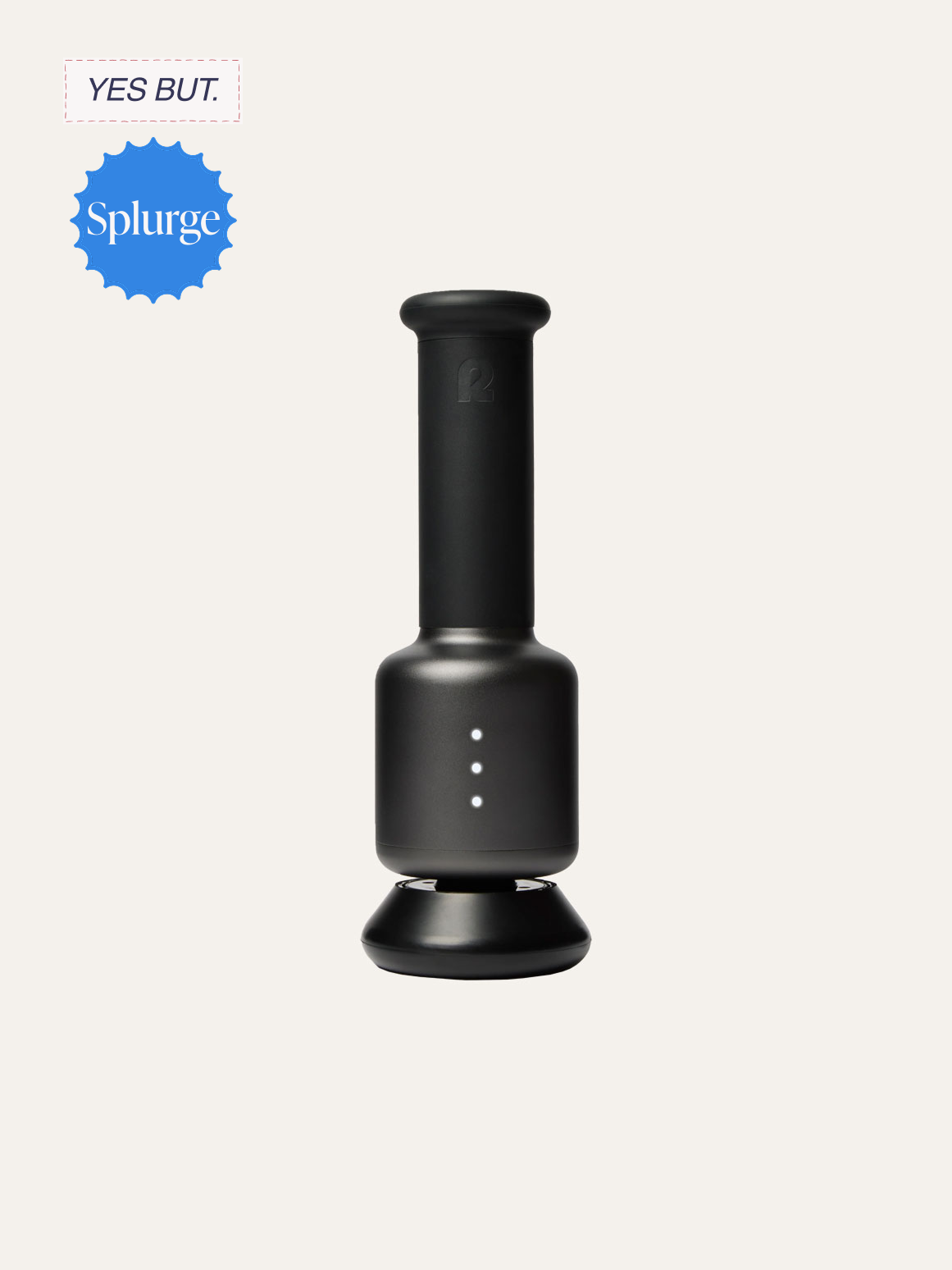 A black handheld cordless vacuum cleaner with three LED indicator lights on the front.