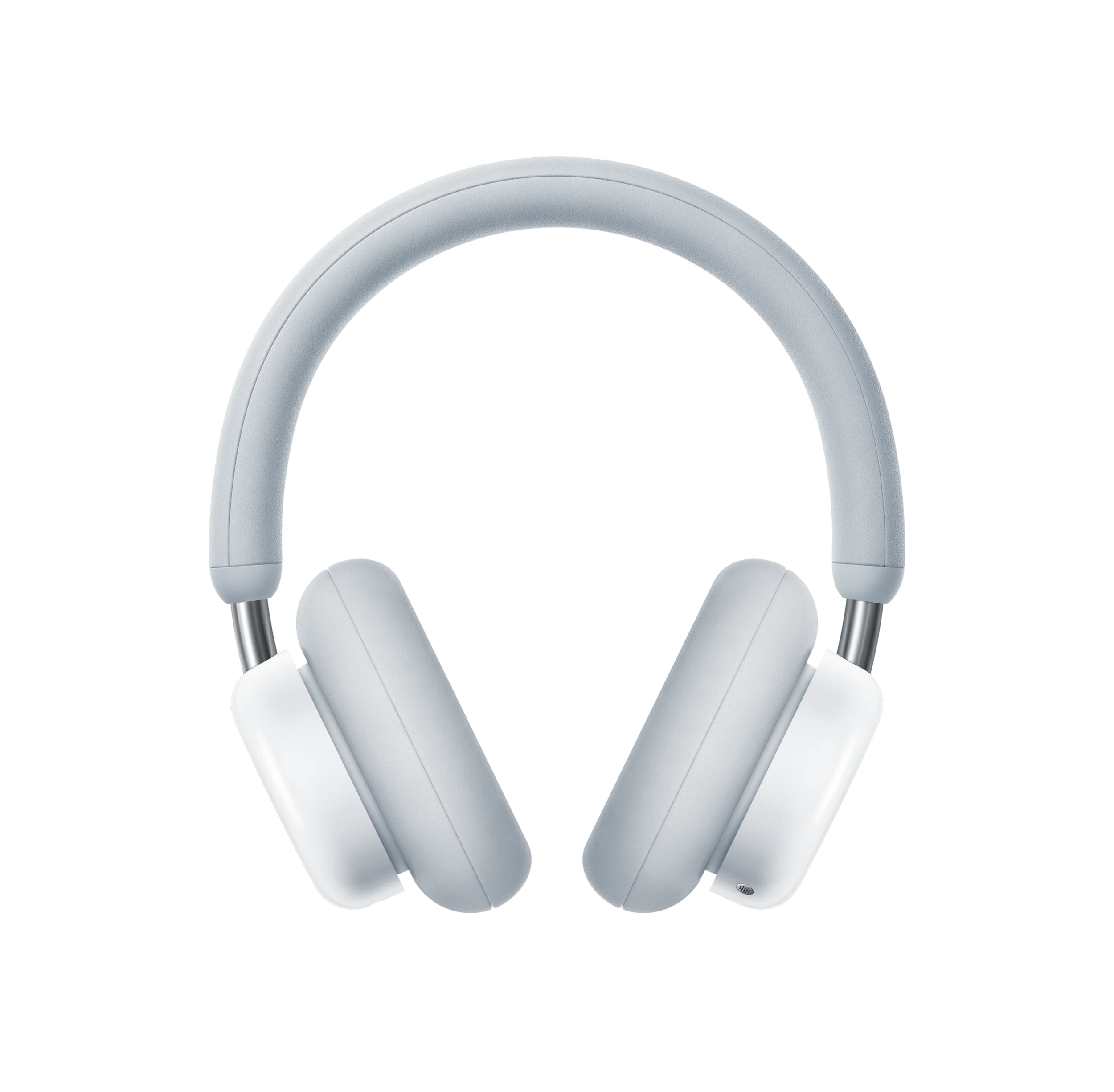 Close-up of a white medical or fitness device with metallic components and a curved structure.