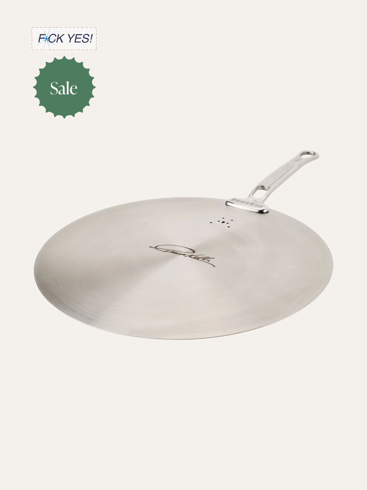 A round, silver frying pan with a handle, branded as 'Chambord', and a flat, smooth cooking surface.