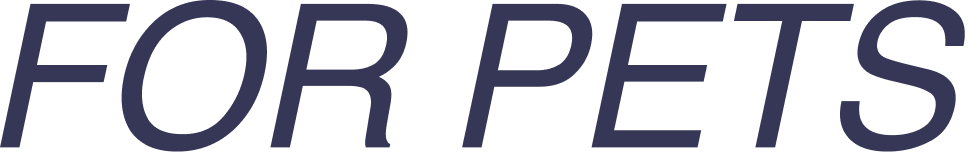 Text that reads 'FOR PETS' in dark purple on a white background.