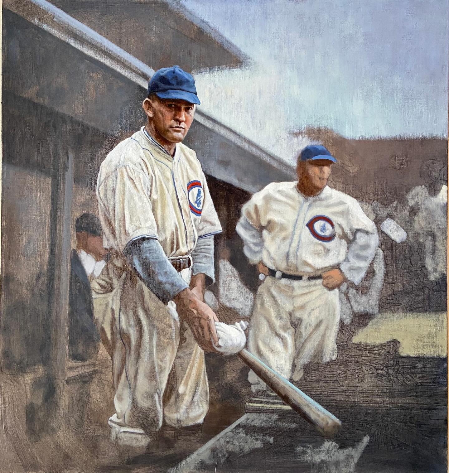 On this day in 1896, Rogers Hornsby was born in Winters, TX. One of the greatest hitters of ANY era, he batted .358 lifetime in 23 big league seasons. Here&rsquo;s an in-progress painting of him with the Cubs in 1929&ndash;gotta jump back on this one