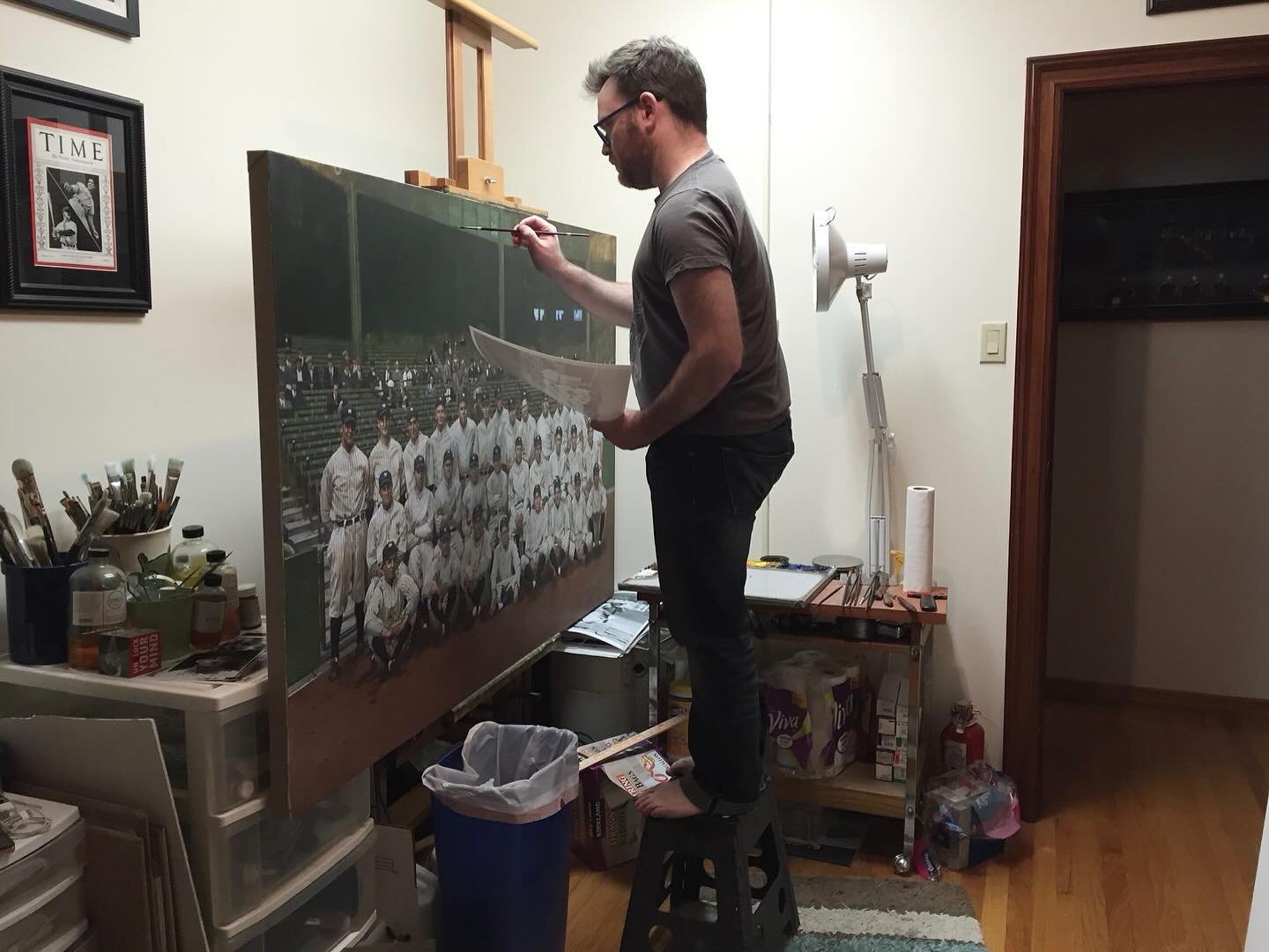 Throwback to when I was standing on stools to get to the top of my paintings. Because I was short.*

* - I still stand on stools to get to the top of my paintings. Because I&rsquo;m still short.

#baseballart