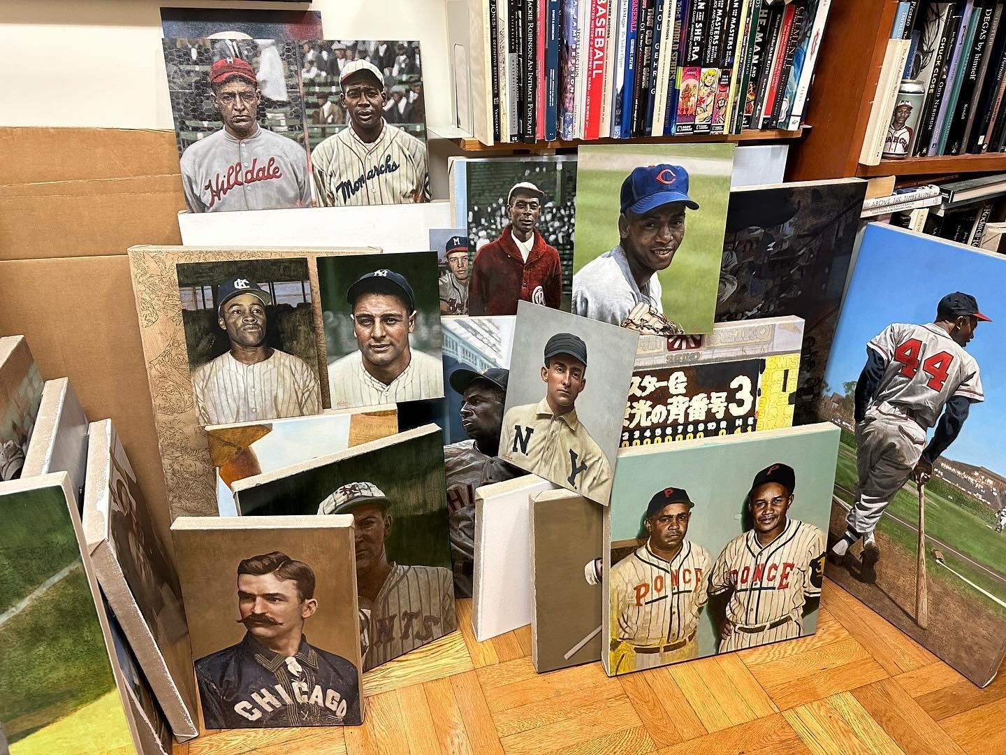 A lot of paintings staring at me, waiting to get finished. Sigh.

#baseballart