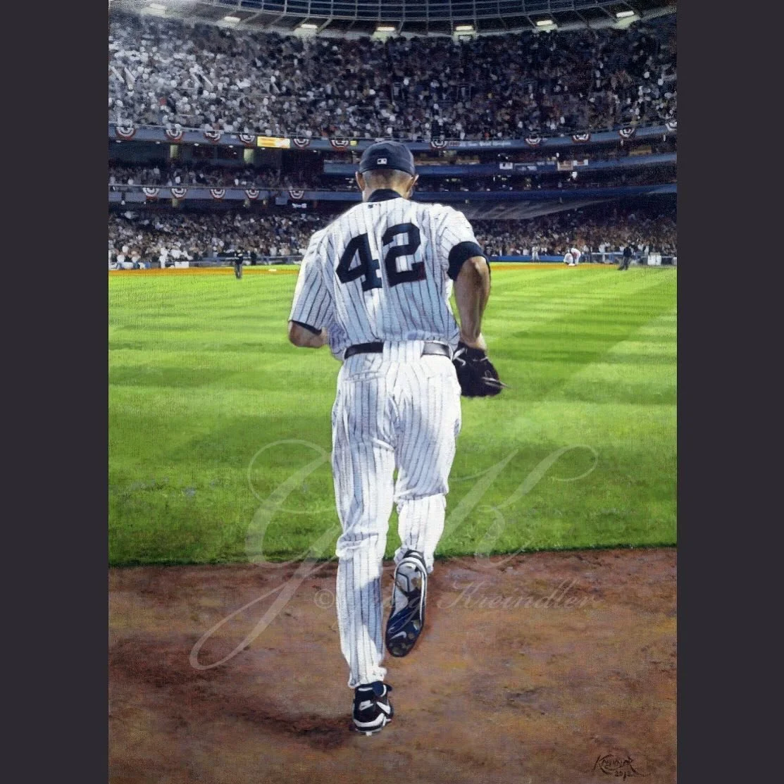 Happy 55th birthday to Mariano Rivera! This painting of the man is based on what the great Anthony Causi captured with his lens on an October night at Yankee Stadium in 2004. We won&rsquo;t see the likes of either again anytime soon.

#baseballart #M