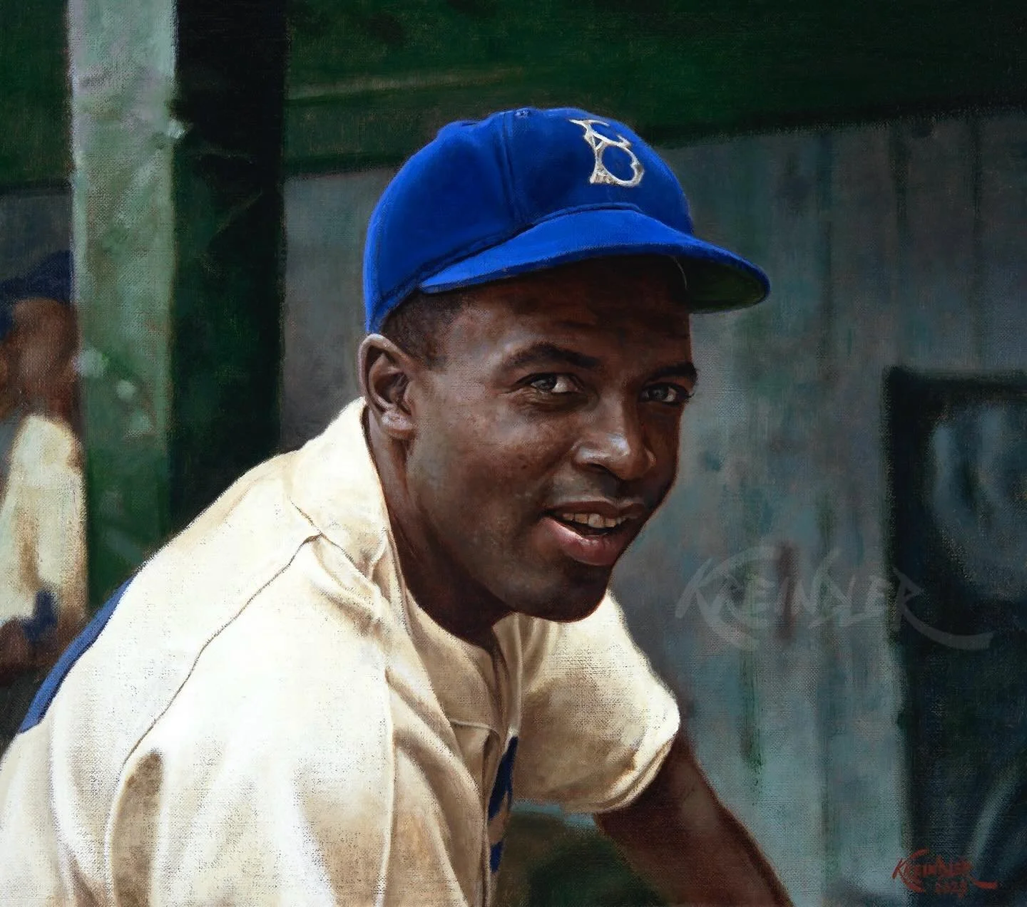 Another painting of the birthday boy, Jackie Robinson. One of the most important humans in the history of the sport and the country.

#baseballart #JackieRobinson